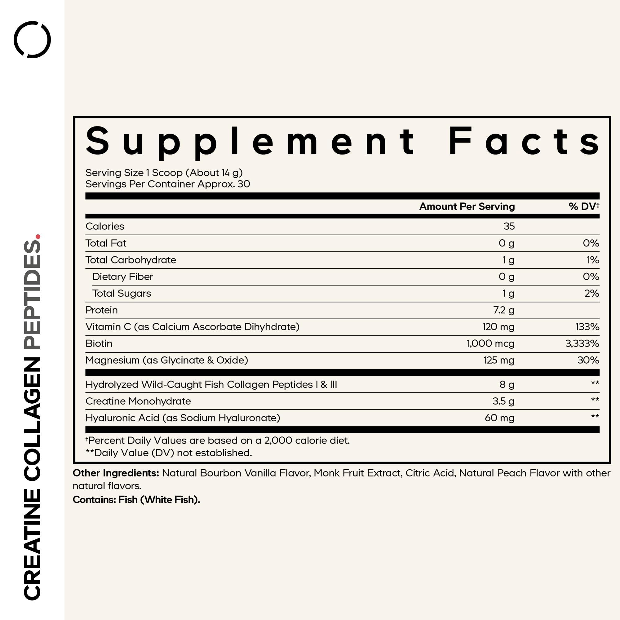 Codeage Creatine Collagen Peptides - Creatine Monohydrate Powder Supplement, Wild-Caught Marine Collagen, Biotin, Magnesium, Vitamin C, Hyaluronic Acid - Vanilla Flavored - Non-GMO - 15 Oz Codeage buy supplements canada