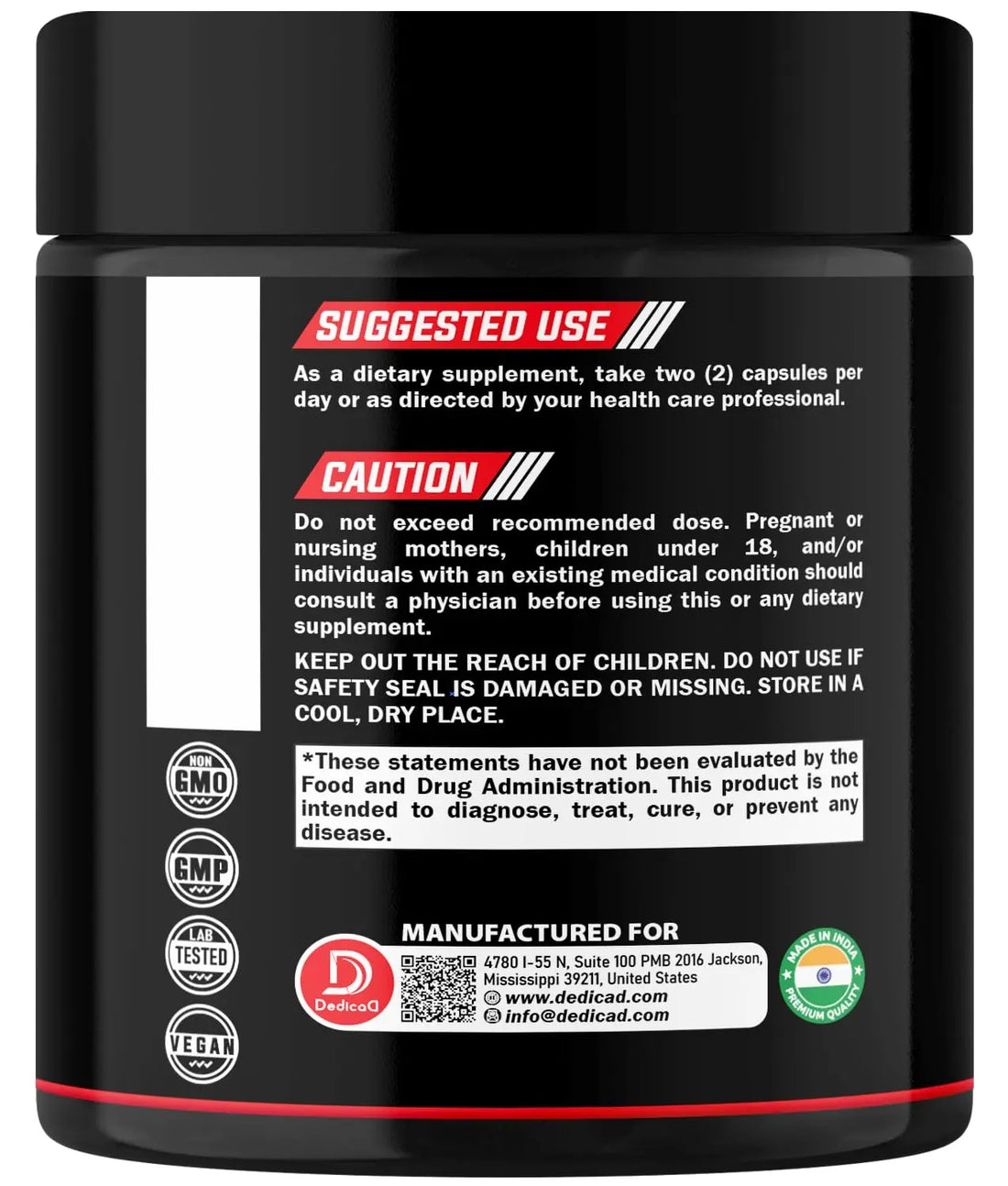 DEDICAD NAD Supplement 1000 mg - Pure NAD Supplement - Energy and DNA Repair, Aging Defense, Brain Function - 60 Capsules DEDICAD buy supplements canada
