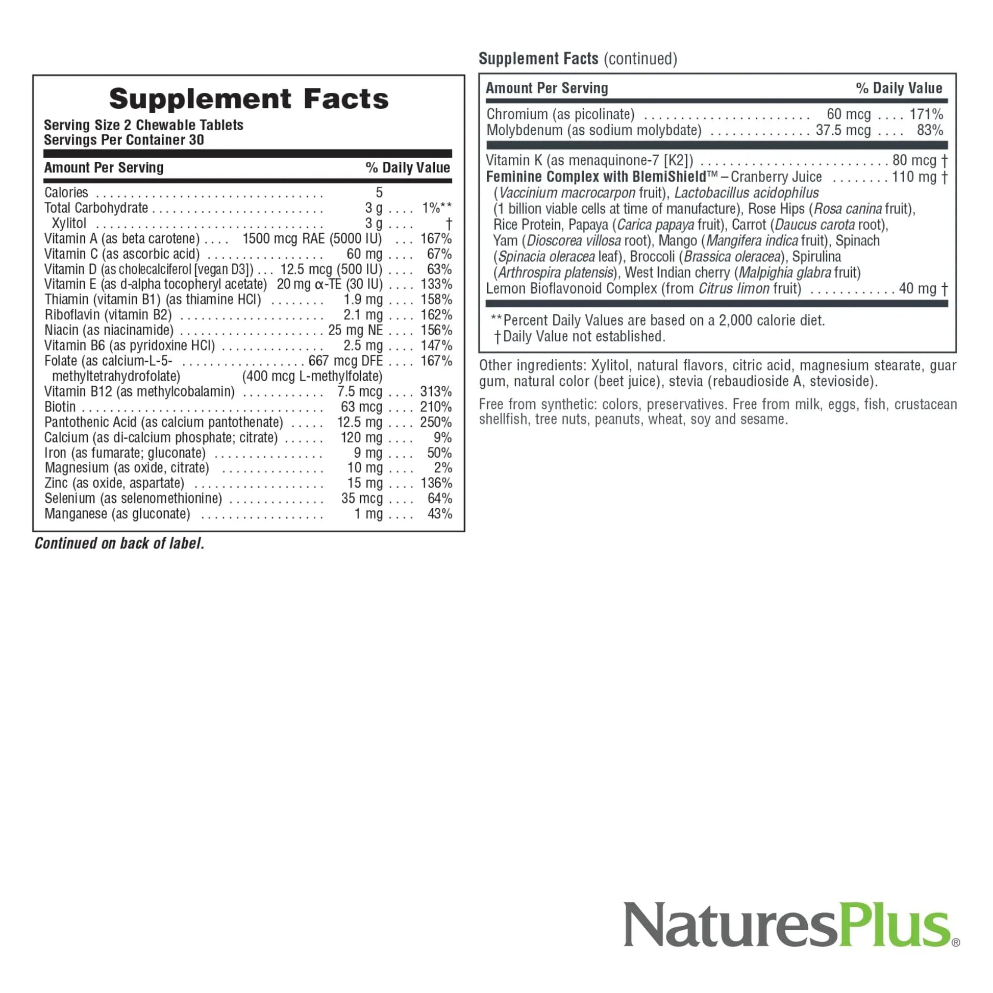 NaturesPlus Source of Life Power Teen for Her, Natural Berry - 60 Chewable Tablets - High Potency Multivitamin - Sugar Free, Vegan - 30 Servings NaturesPlus buy supplements canada