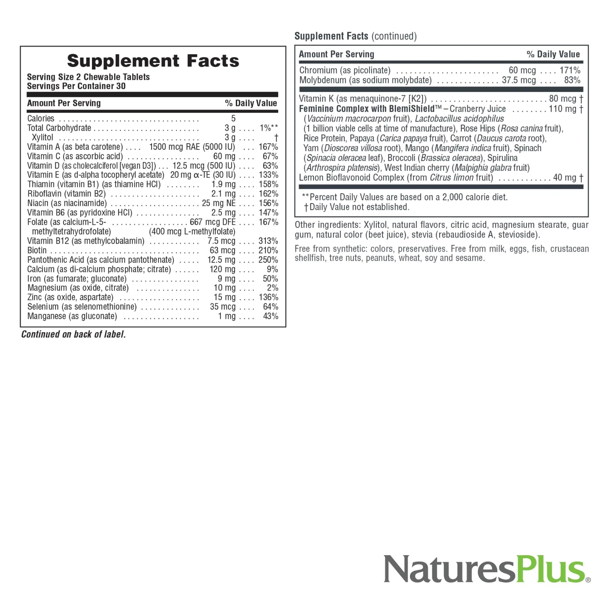 NaturesPlus Source of Life Power Teen for Her, Natural Berry - 60 Chewable Tablets - High Potency Multivitamin - Sugar Free, Vegan - 30 Servings NaturesPlus buy supplements canada