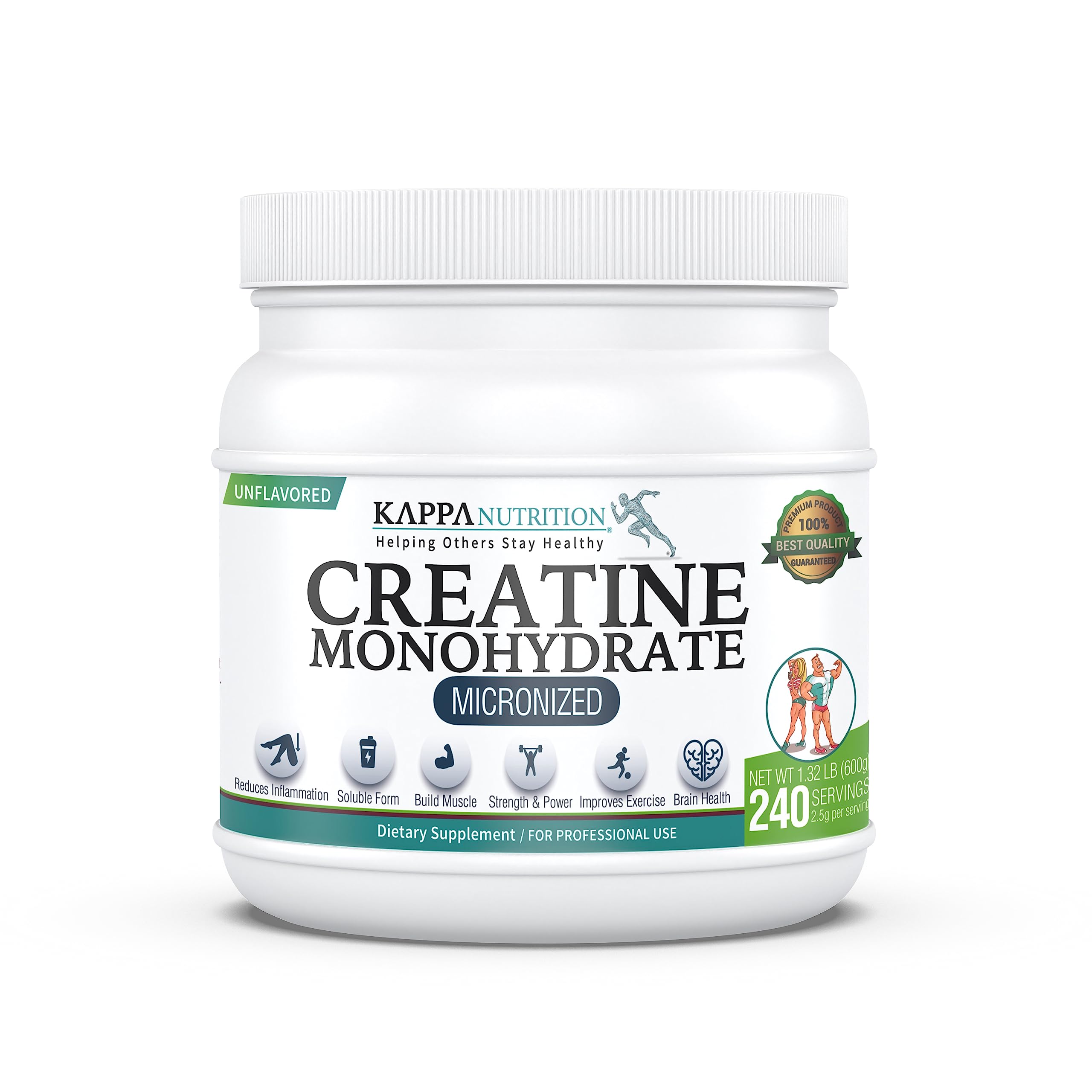 Kappa Nutrition Creatine Monohydrate Powder, Pure Amino Acid Formula, Supports Muscle Strength, Cellular Energy & Mental Focus* Gluten-Free, Keto, 2.25g per Scoop, 240 Servings, Net Wt. 1.32 LB (600g) KAPPA NUTRITION buy supplements canada