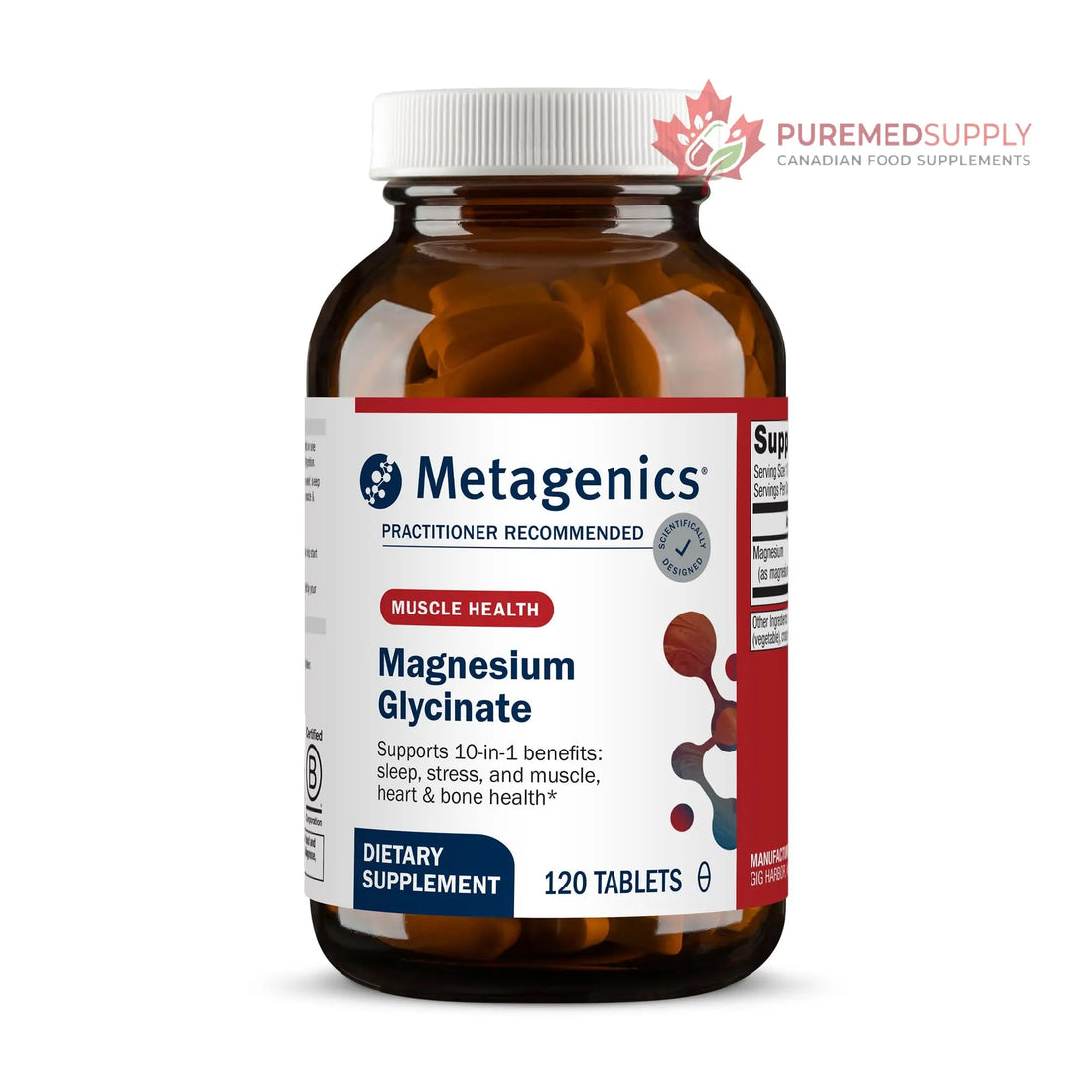 Metagenics Magnesium Glycinate - Highly Absorbable Magnesium Supplement for Sleep, Stress Relief & Muscle Relaxation* - Supports Bone, Heart & Nerve Health* - Non-GMO, Gluten-Free - 120 Tablets Metagenics buy supplements canada