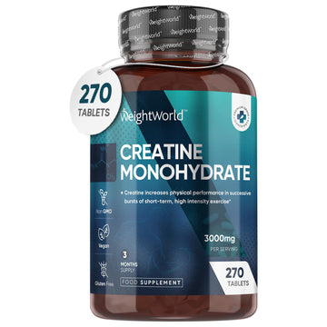 Creatine Monohydrate 3000mg - 270 Tablets - Gym Energy Supplement for Men & Women WeightWorld buy supplements canada
