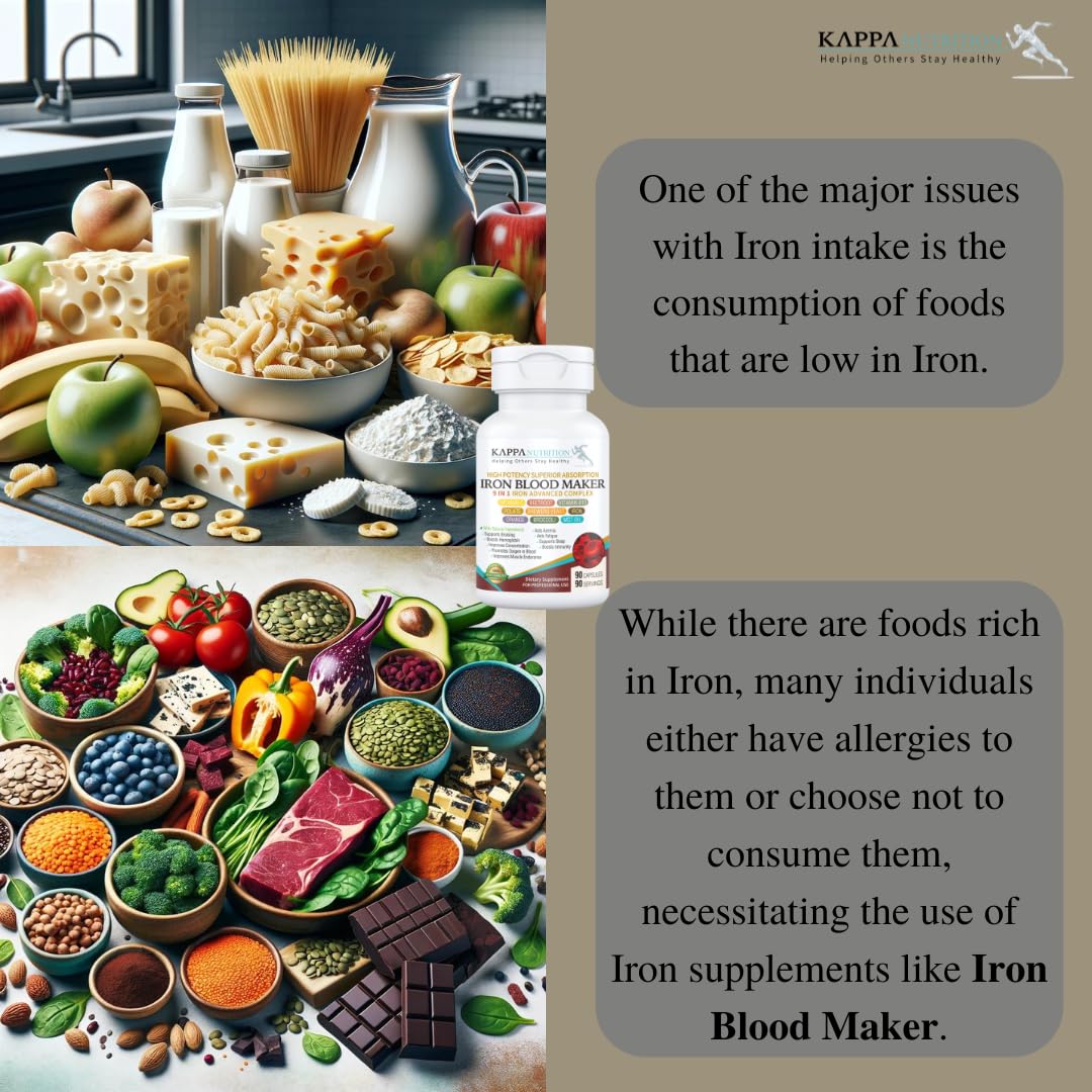 KAPPA NUTRITION Iron 26mg, Vitamin C & Orange 150mg, Folate 667mcg DFE, Vitamin B12, Beetroot, Brewers Yeast, Broccoli & MCT Oil 9 in 1 Advanced Complex (90 Capsules) KAPPA NUTRITION buy supplements canada