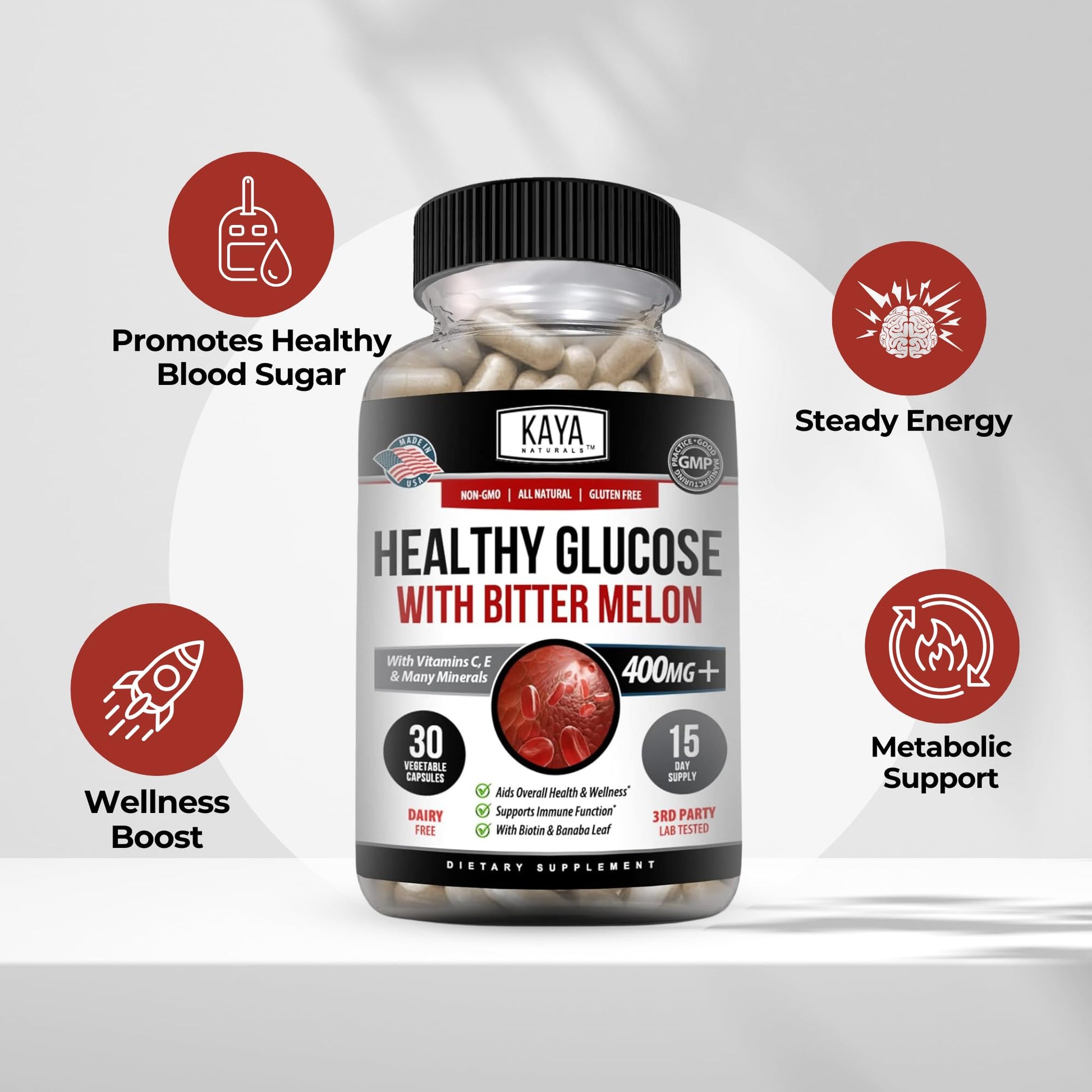 Kaya Naturals Healthy Gluco with Bittermelon Supplement | Support Healthy Levels and Function, 20 Herbs Vitamins and Minerals, Alpha Lipoic Acide, Cinnamon, Vitamin C & E, Non-GMO (30 Count) Kaya Naturals buy supplements canada