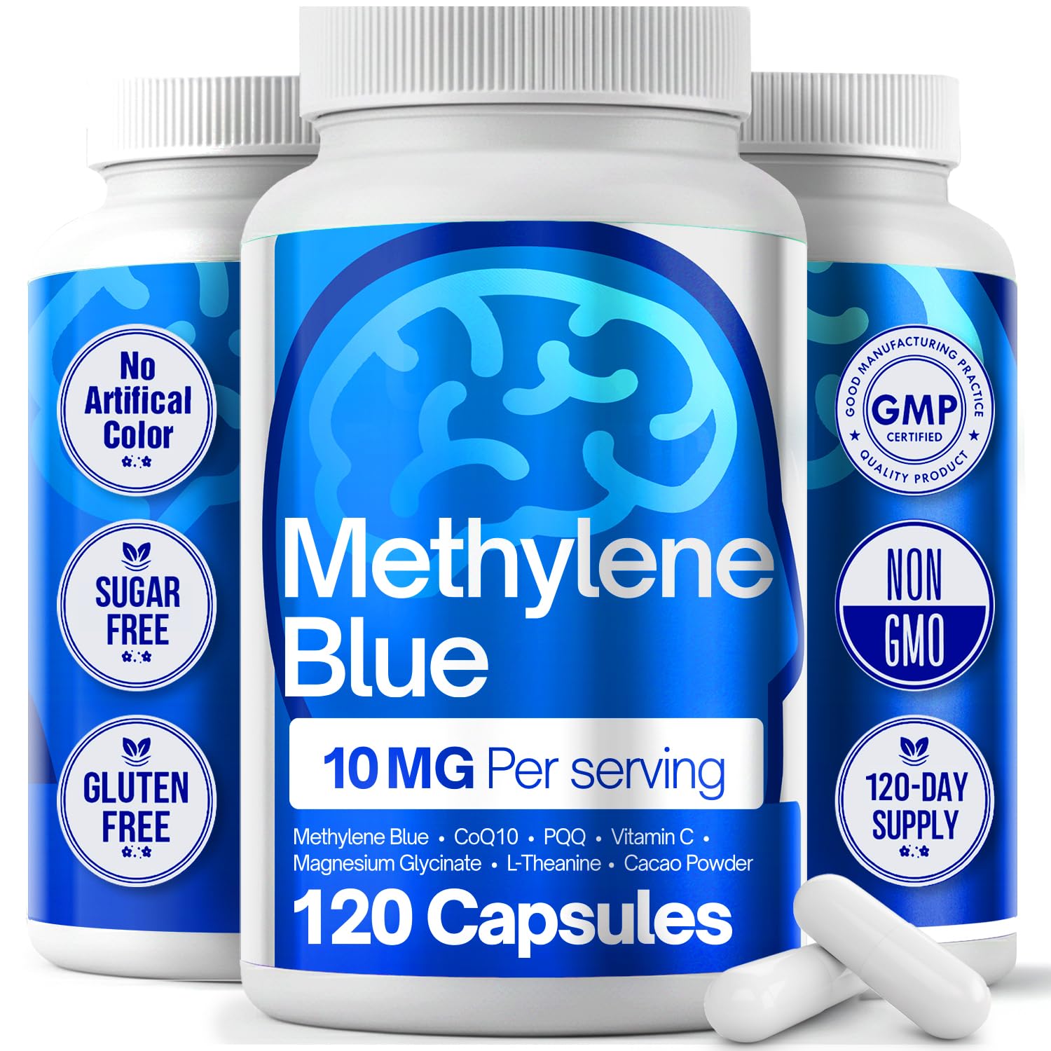 FitVitality Methylene Blue Capsules – Formulate CoQ10, PQQ, Vitamin C, L-Theanine, Cacao – 120 Vegan Capsules per Bottle – No Flavor, Easy Daily Use FitVitality buy supplements canada