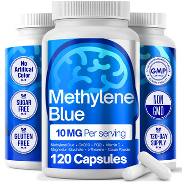 FitVitality Methylene Blue Capsules – Formulate CoQ10, PQQ, Vitamin C, L-Theanine, Cacao – 120 Vegan Capsules per Bottle – No Flavor, Easy Daily Use FitVitality buy supplements canada