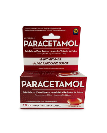 Belmora Paracetamol Acetaminophen 325mg 20 Softgels for Pain Relief, Liquid Filled Capsules for Rapid Release, Fever Reducer for Adults Extra Strength Belmora paracetamol buy supplements canada