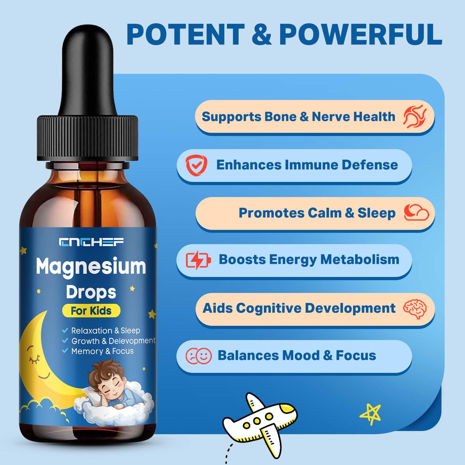 Magnesium Drops - Magnesium Glycinate Liquid Drops for Kids - Calm, Sleep, Relaxation, Bones, Brain Support with Vitamin B6, C, D3, Omega-3, L-Theanine, Zinc, Multivitamins - Strawberry Flavor 2 Fl Oz CNCHEF buy supplements canada
