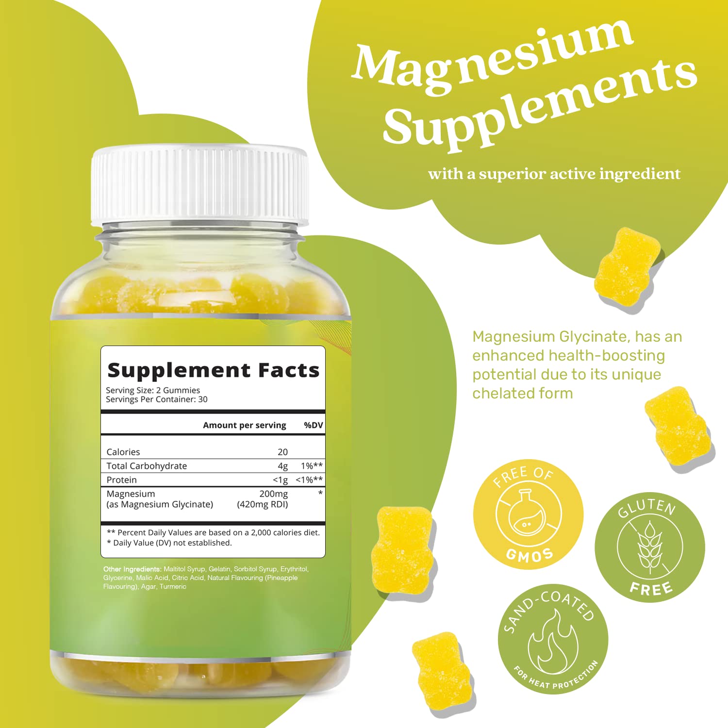 BeLive Magnesium Gummies 200mg - 60 Ct | Magnesium Glycinate Supplements for Relaxation, Stress Relief, and Sleep for Adults & Kids - Tasty and Tangy Pineapple Flavor BeLive buy supplements canada