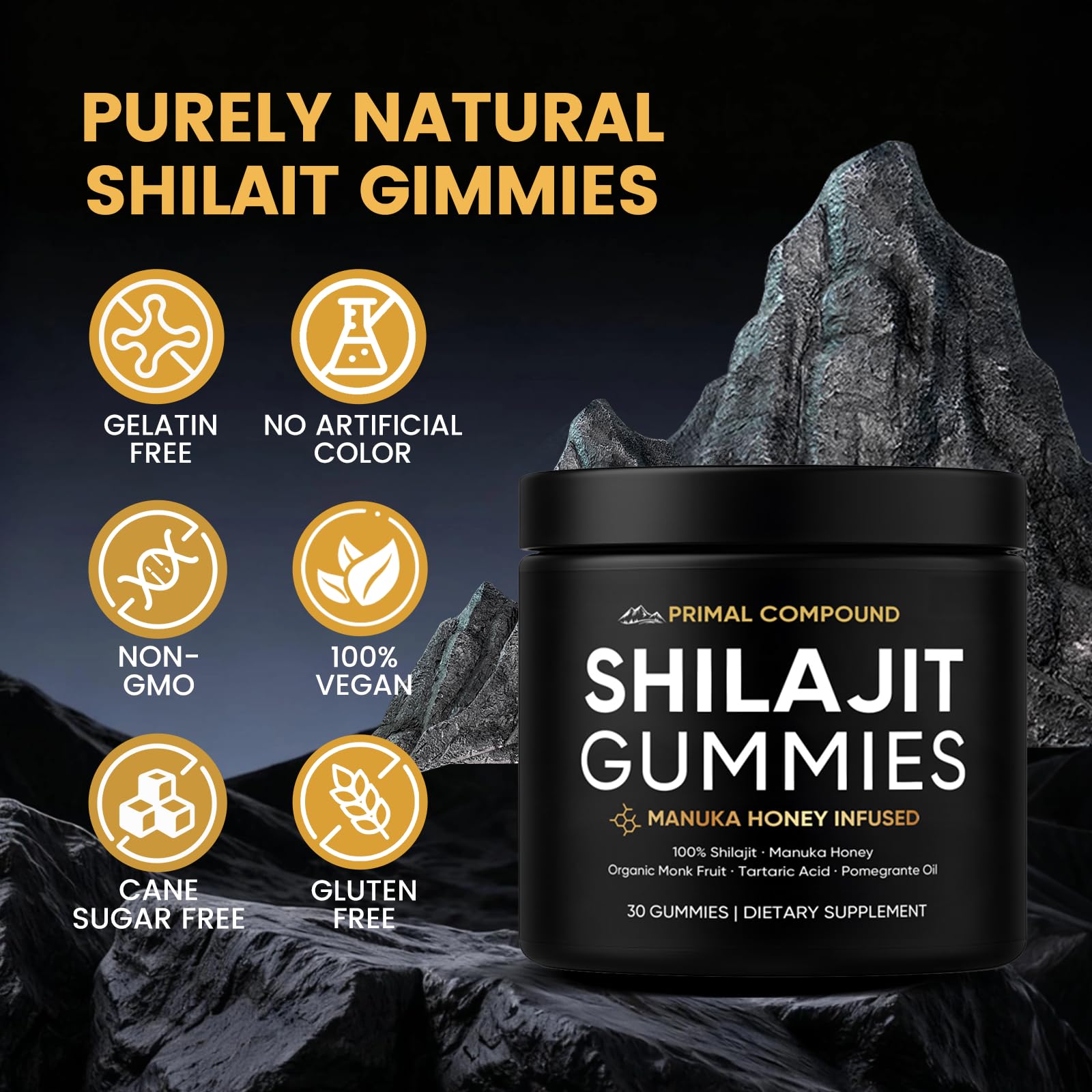 TOGOLIUN Primal Compound Shilajit Gummies for Men,with Manuka Honey, Organic Monk Fruit & Fulvic Acid, Shilajit Gummies Energy Supplements, 30 Gummies TOGOLIUN buy supplements canada