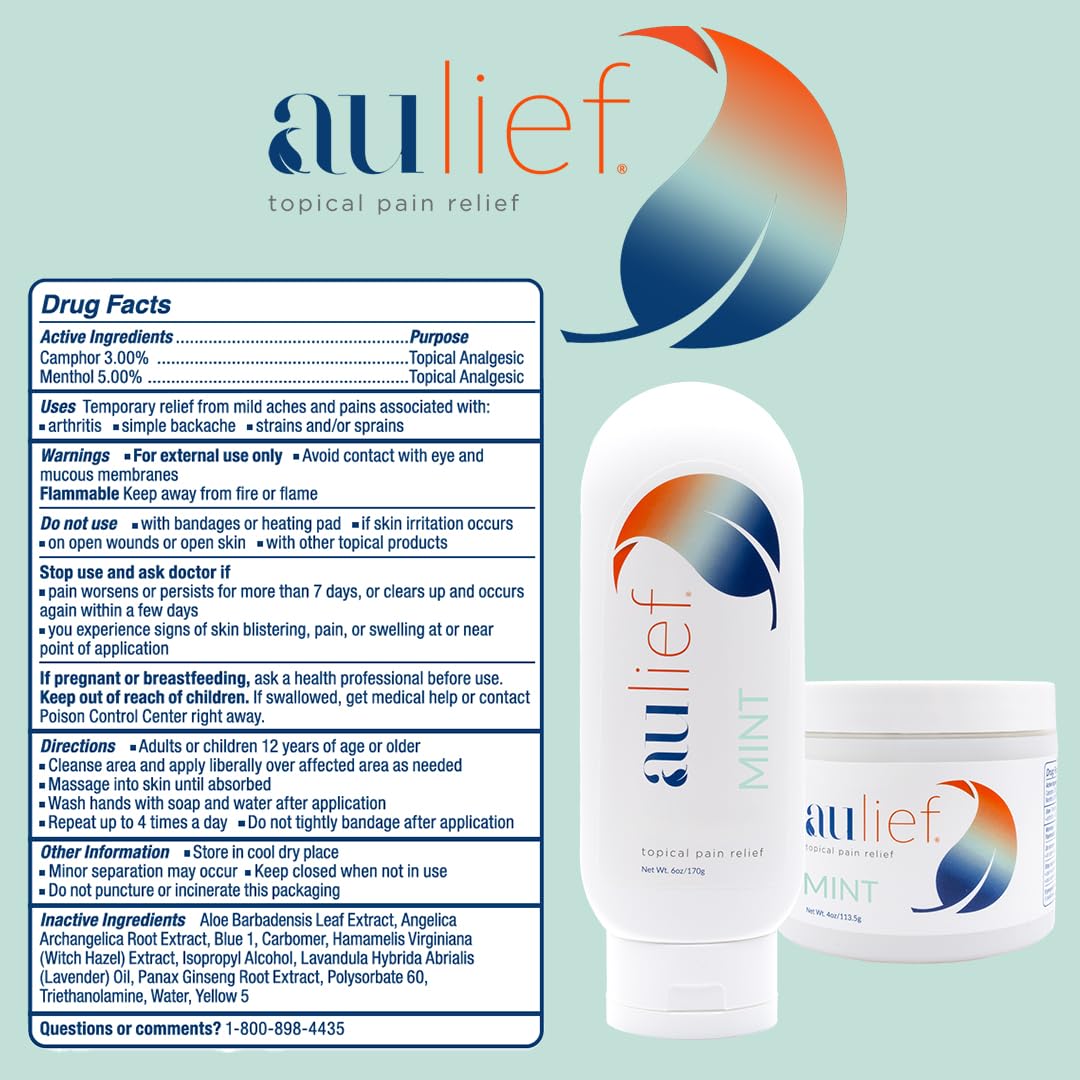 China-Gel Aulief Pain Relief Cream Arthritis & Muscle Rub for Sore Muscles & Joint Pain, Neck, Knee & Back Aches, Premium Mint Green Topical Gel, 6 oz Tottle China-Gel buy supplements canada