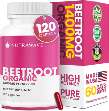 Nutra Wave 1400mg Organic Beet Root Capsules Per Serving – Nitric Oxide Booster for Men – Supports Blood Pressure, Energy, Circulation & Heart Health – Non-GMO, Vegan – 120 Capsules / 60 Day Supply Nutra Wave buy supplements canada