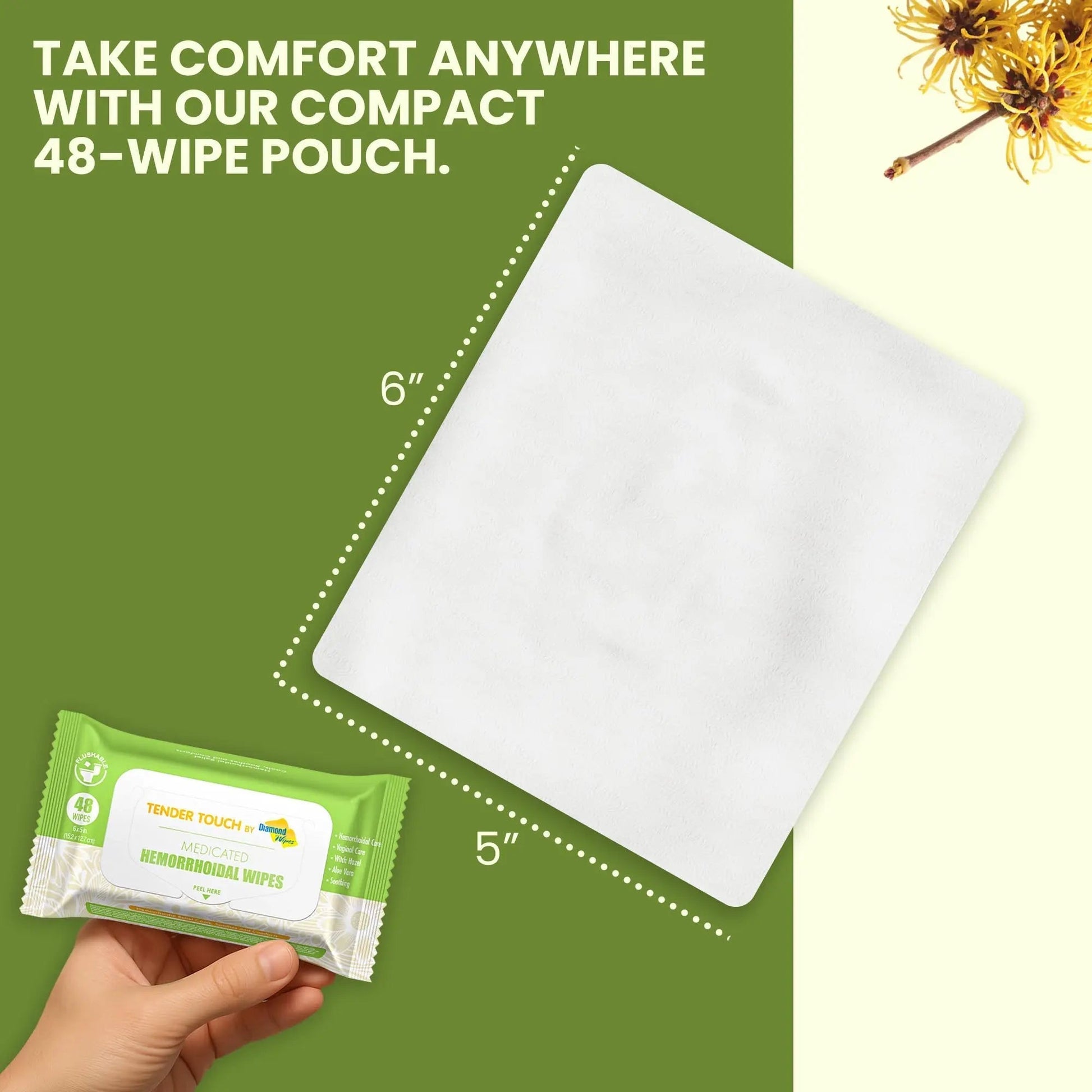 Tender Touch Hemorrhoid Wipes with Witch Hazel and Aloe, Flushable Medicated Wipes for Hemorrhoid and Vaginal Relief - Postpartum-Safe, Fragrance-free, Travel Size, 1 Pack, 48-ct. Diamond Wipes buy supplements canada