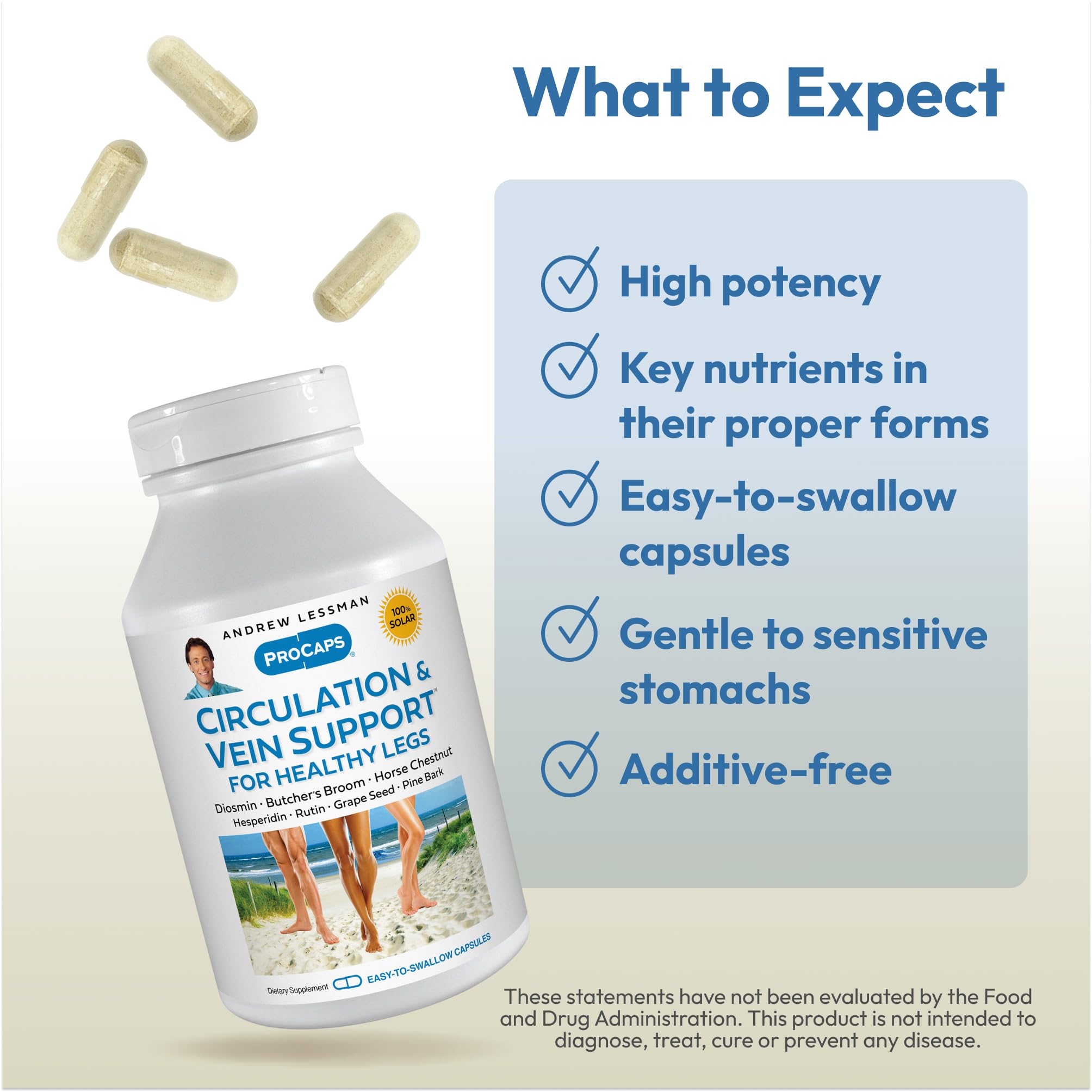 ANDREW LESSMAN Circulation, Vein Support for Healthy Legs 180 Capsules - High Bioactivity Diosmin, Butcher's Broom, Visibly Reduces Swelling and Discomfort in Feet, Ankles, Calves, Legs ANDREW LESSMAN buy supplements canada
