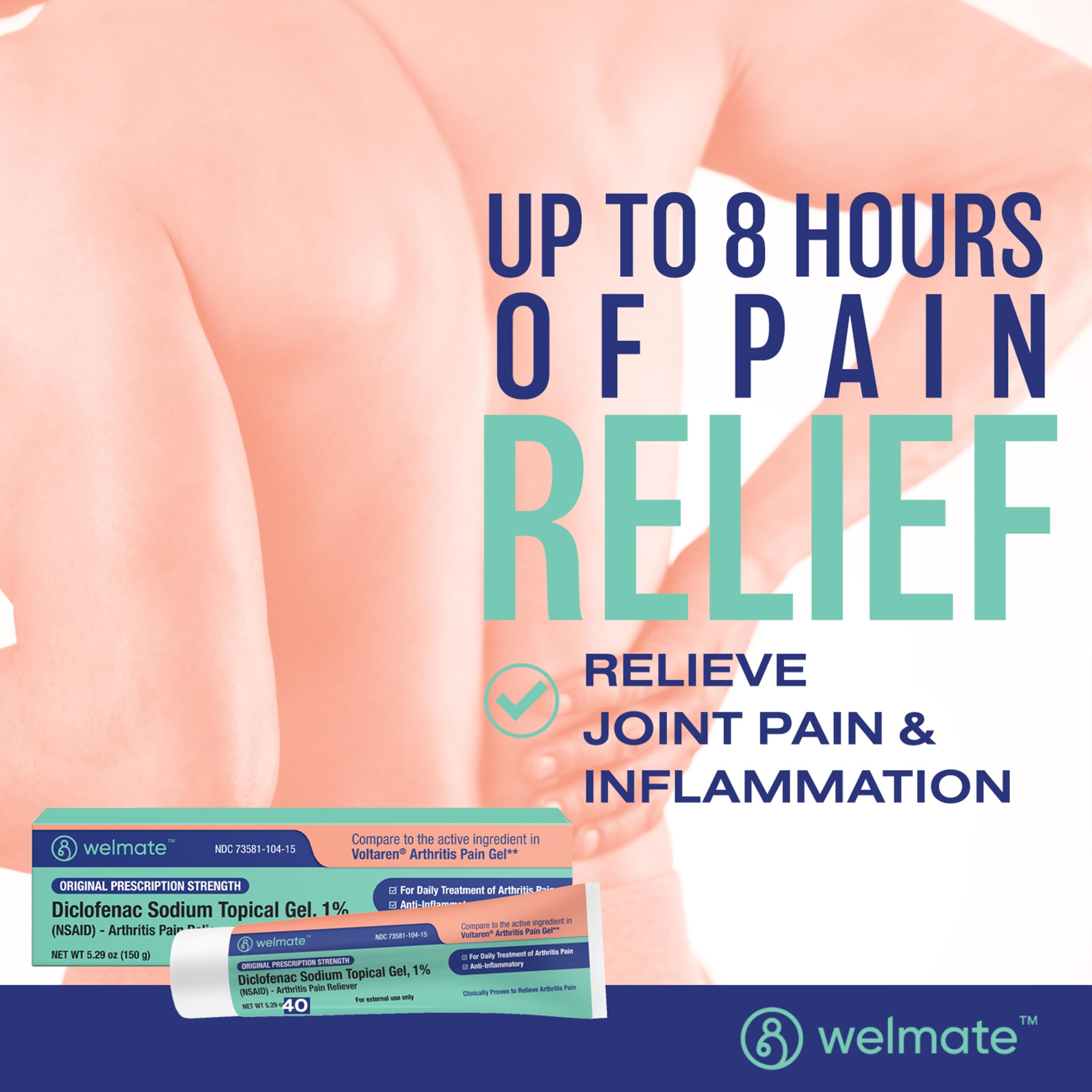 WELMATE - Diclofenac Sodium Topical Gel 1% (5.29 oz) - Arthritis Pain Reliever & Mobility Aid - Pain Relief Cream/Gel WELMATE buy supplements canada