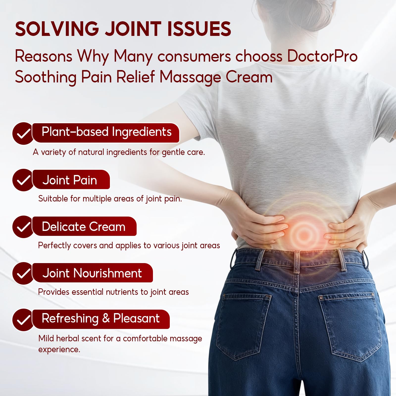 DoctorPro Soothing Massage Cream 80g Joint Relief Roll Muscle Comfort Non-Greasy Refreshing Formula for Knees, Lumbar, Neck, Back,Shoulders, Hands, and Feet, Menthol Gel DoctorPro buy supplements canada
