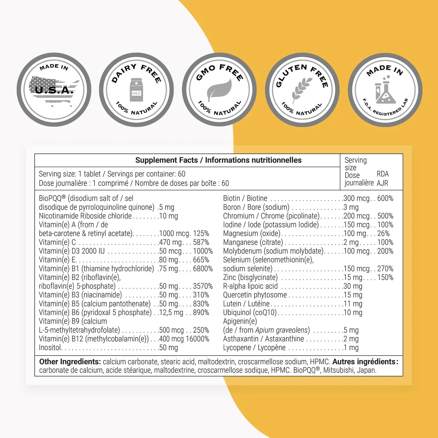 Supersmart - Daily 1® Timed Release - Multivitamin Supplement for Women & Men - with BioPQQ®, Vitamin A, B, C, D & E, Biotin, Quercetin & Fisetin | Supersmart buy supplements canada