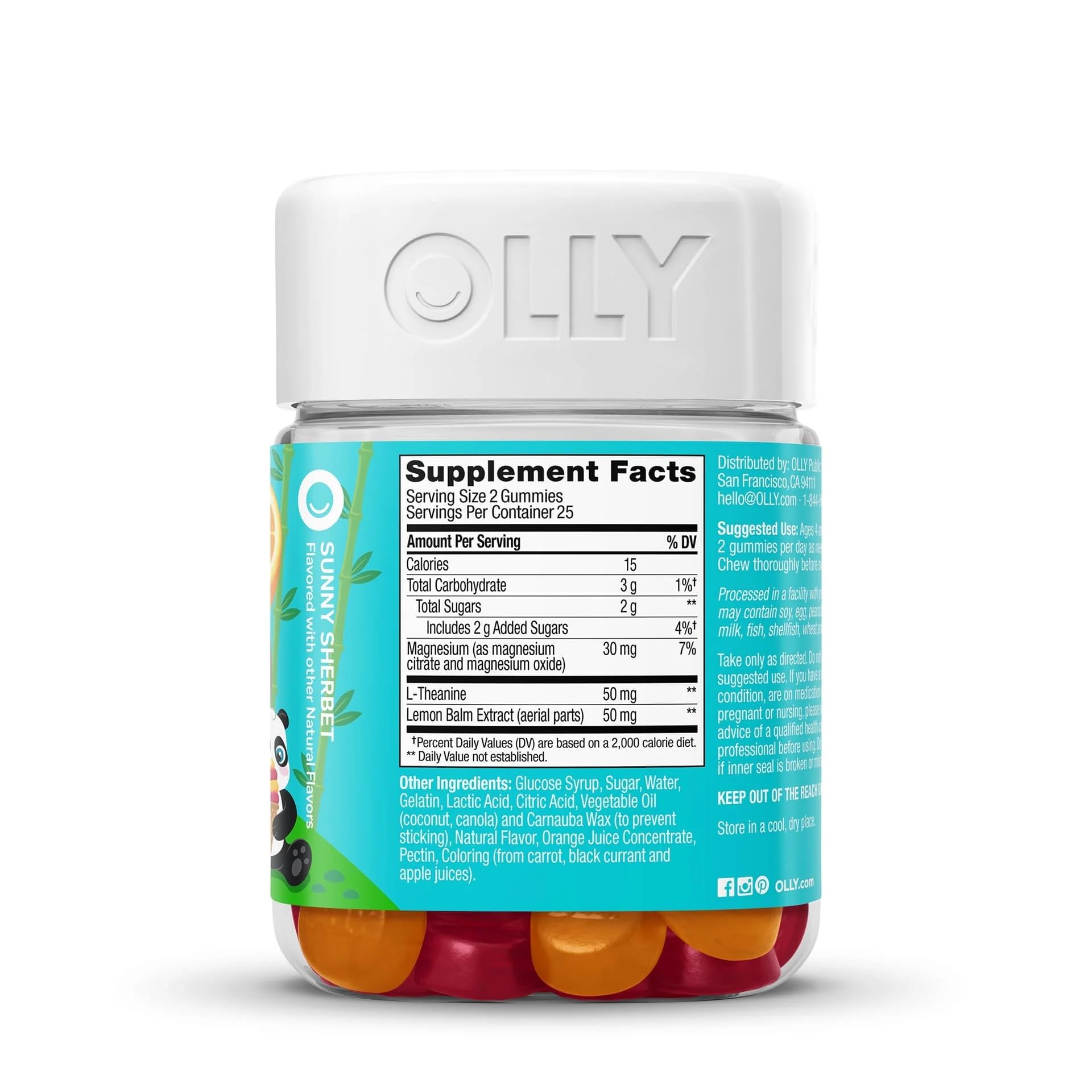 OLLY Kids Chillax Gummy, For a Calm and Relaxed Mood*, Magnesium, L-Theanine, Lemon Balm Extract, Chewable Supplement, Sherbet Flavored, 25 Day Supply - 50 Count OLLY buy supplements canada