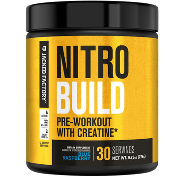 Jacked Factory Nitrosurge Build Pre Workout with Creatine for Muscle Building - Con Cret Creatine Powder & elevATP for Intense Energy, Powerful Pump, Jacked Factory buy supplements canada