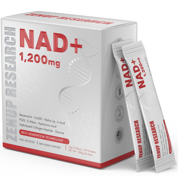 ZenUP Liquid NAD, Extra Strength 1,200mg NAD+ Supplement with CoQ10, Resveratrol, D-Ribose & PQQ for Men & Women, Natural NAD+ Stick for Anti-Aging, Energy, Focus - 30 Packets ZenUP buy supplements canada