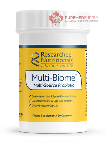 Researched Nutritionals Multi-Biome - Dual-Action Probiotics for Women & Men - Spore + Live Strain Formula with Delayed-Release Capsules for Gut Health, Histamine & Immune Support (30 ct) Researched Nutritionals buy supplements canada