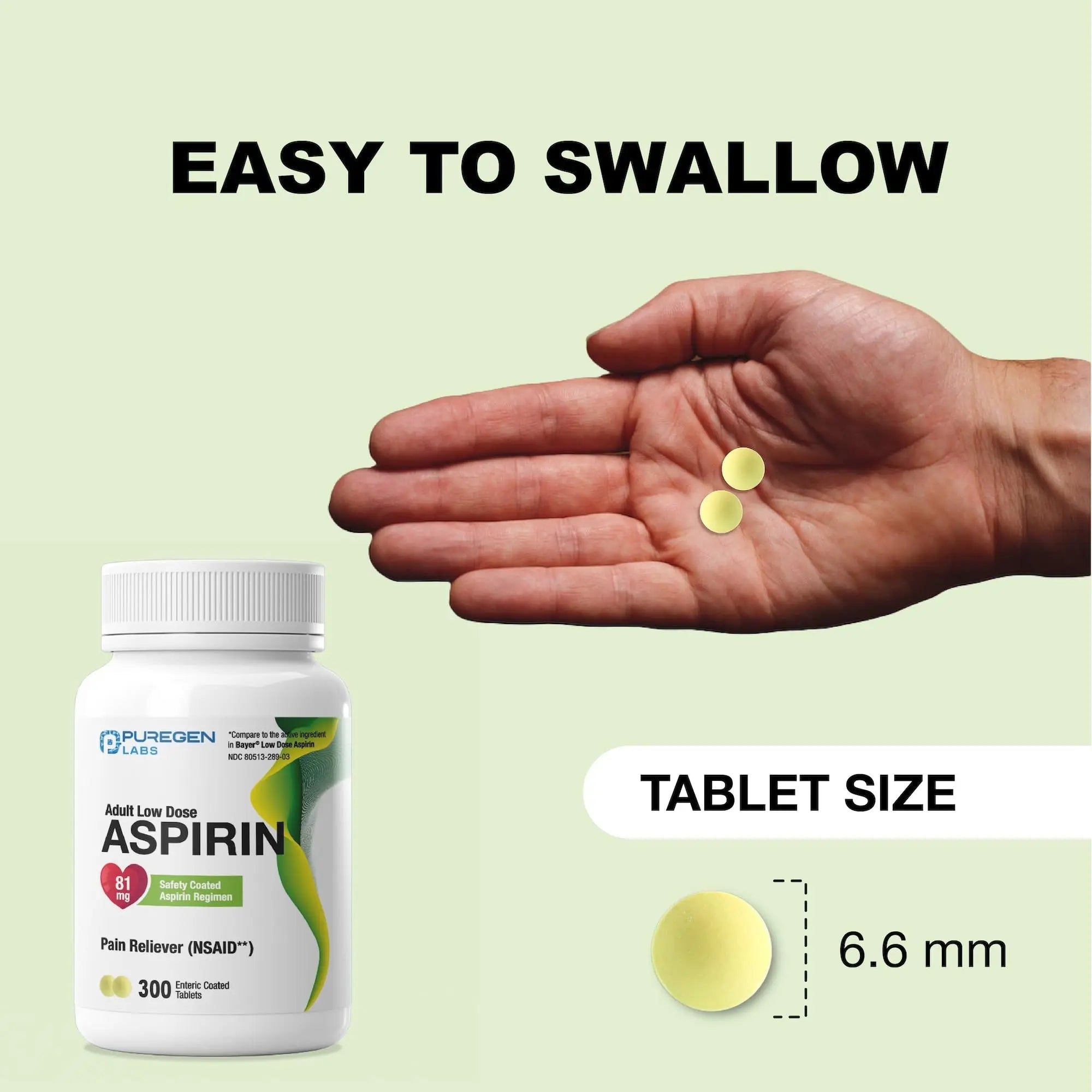 Puregen Labs Aspirin 81 mg Low Dose (NSAID) – 300 Enteric Coated Tablets P Puregen Labs buy supplements canada