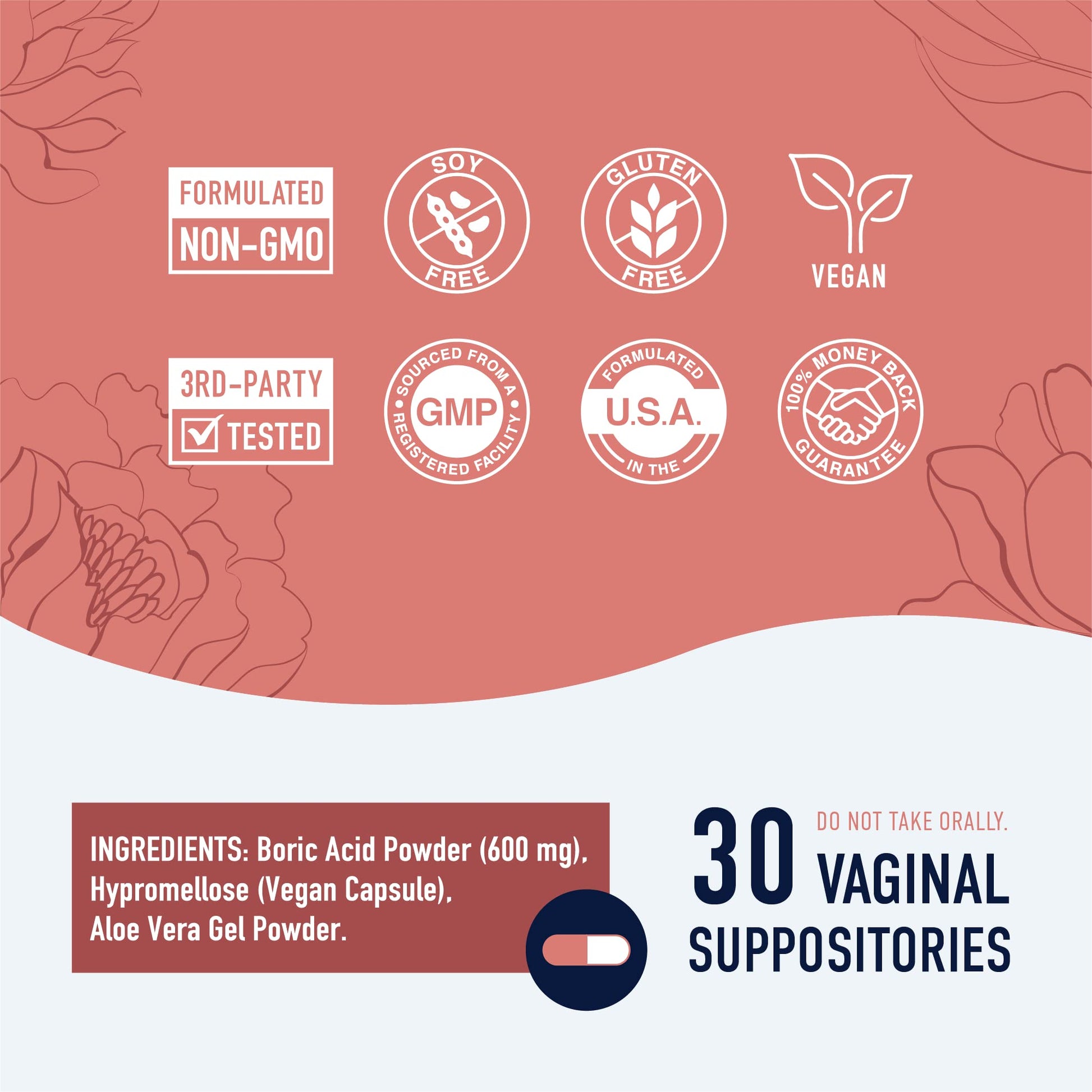 Boric Acid Suppositories for Women | 600mg | for pH Balance, Vaginal Odor & Itching | Feminine Intimate Health SMNutrition buy supplements canada