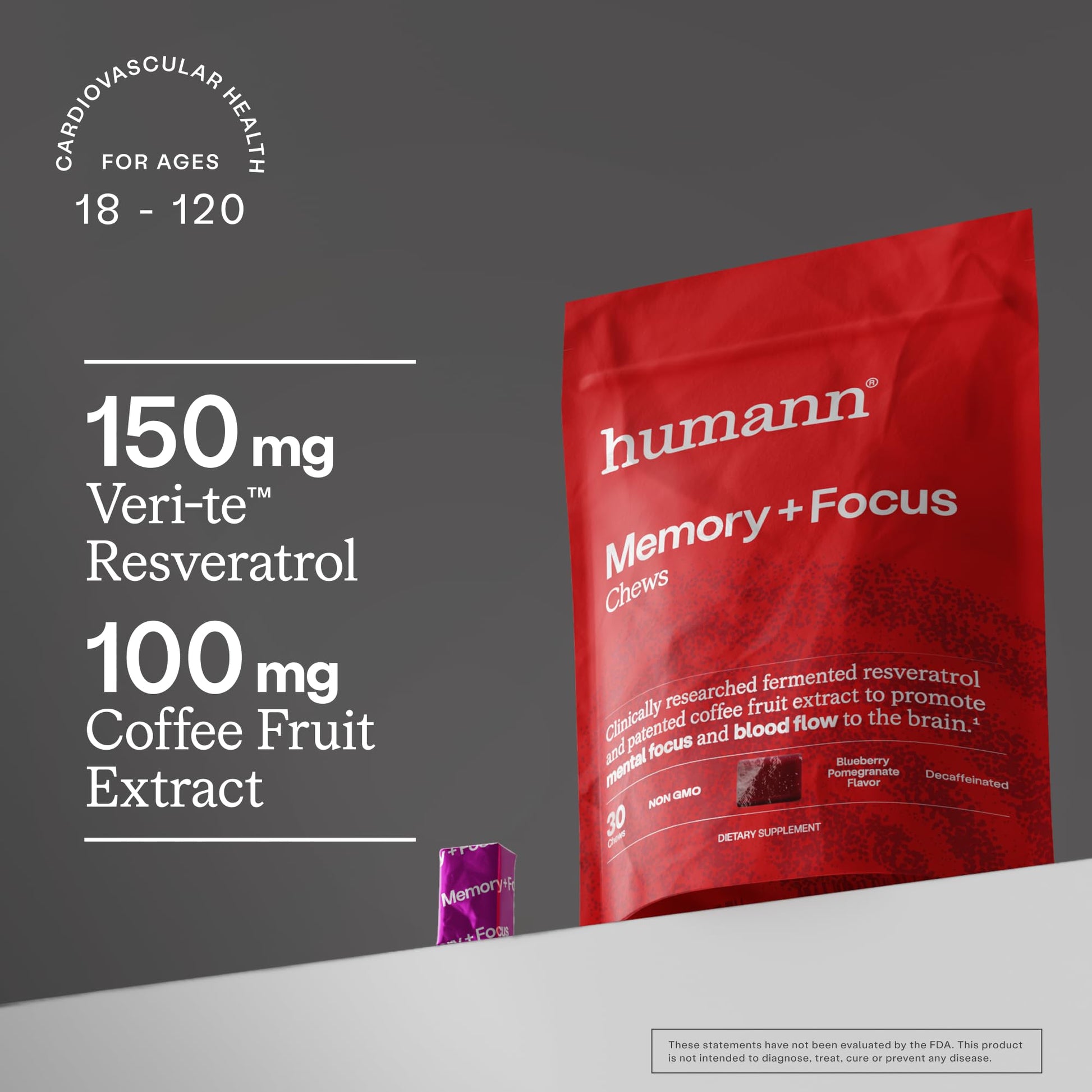 Humann Memory and Focus Chews, Brain Supplement for Mental Alertness with Beet Root Powder, Clinically Studied Nootropics, Resveratrol Plus Beet Root Powder Humann buy supplements canada