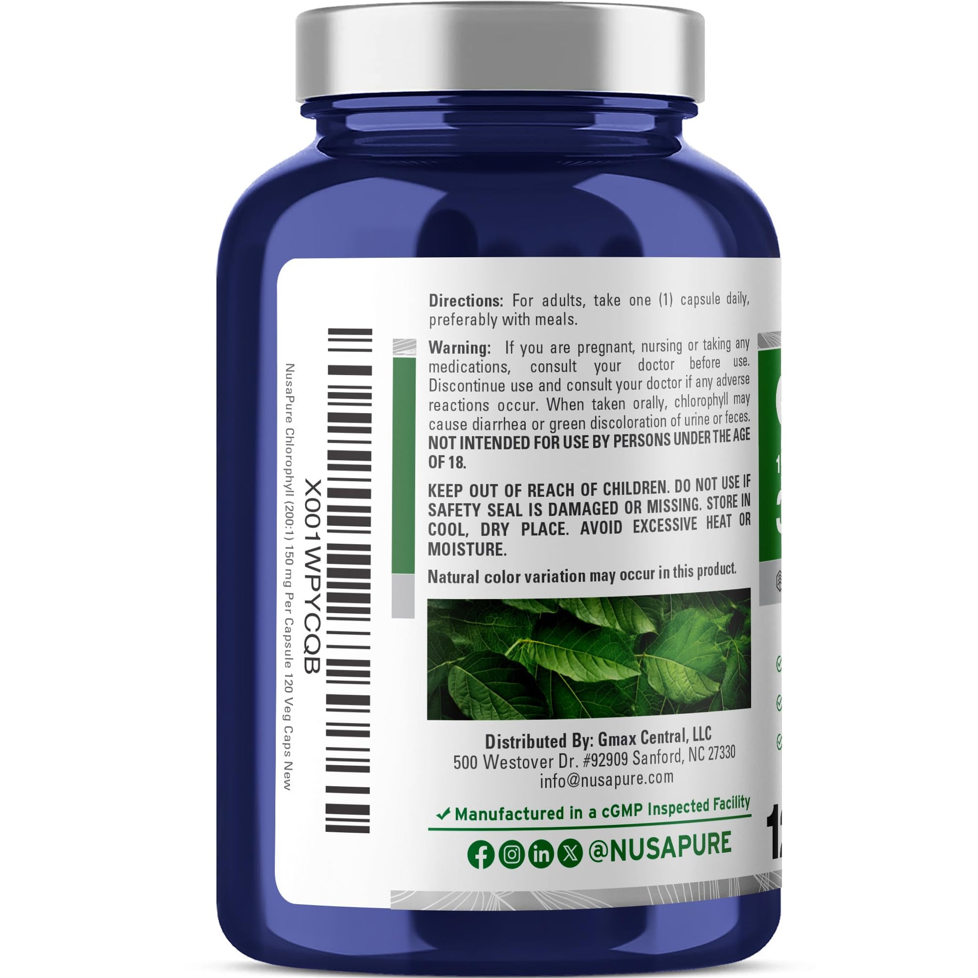 NusaPure Chlorophyll 200:1 Extract, 150 mg Equivalent to 30,000 mg per Capsule 120 Vegetarian Caps (Non-GMO, Vegan) NusaPure buy supplements canada