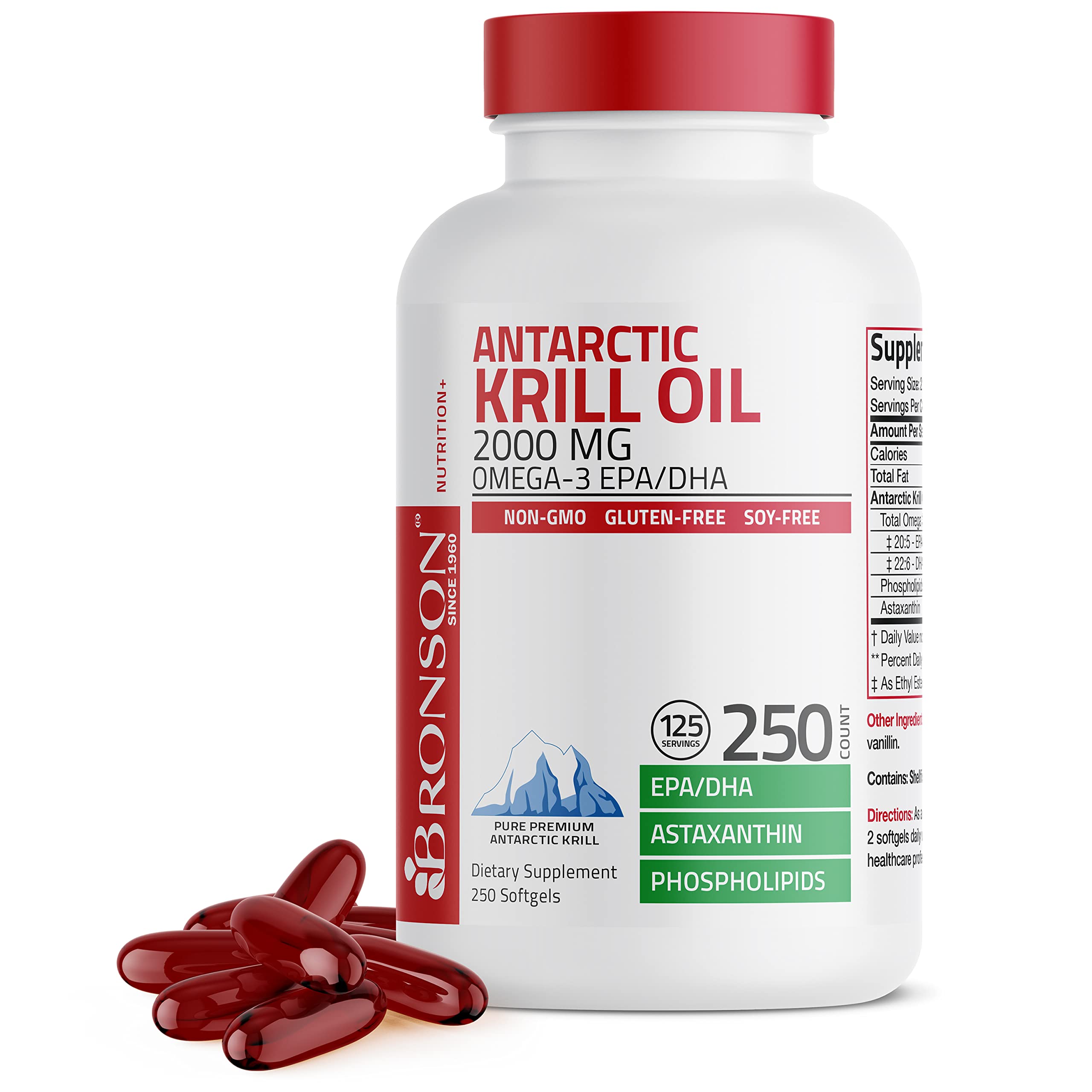 Bronson Antarctic Krill Oil 2000 mg with Omega-3s EPA, DHA, Astaxanthin and Phospholipi Bronson buy supplements canada