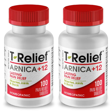 MediNatura T-Relief Pain - Arnica Medication for Naturally Soothing Body Aches - Supports Muscle, Joint & Back Relief - Chewable Tablets - Plant-Based Tablets - Non-Addictive - 100 Count - 2 Pack MediNatura buy supplements canada