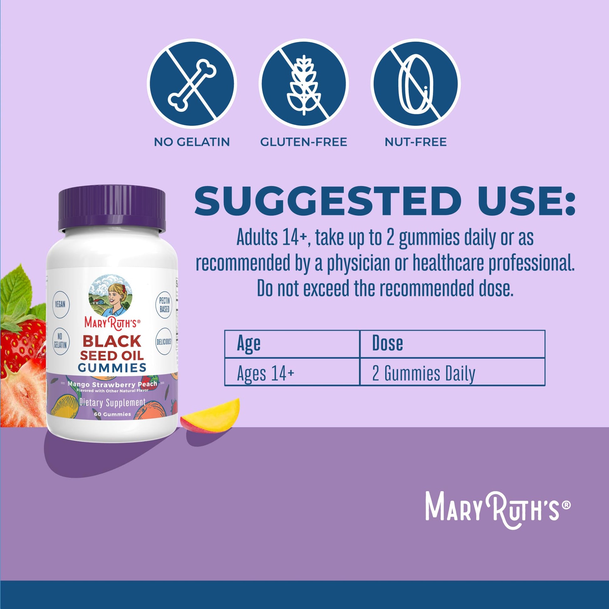 MaryRuth Organics Black Seed Oil Gummies | Black Cumin Seed Oil Supplement | Traditionally Used for Immune Support & Cardiovascular Health | Vegan | No Gelatin | Pectin Based | 60 Gummies MARYRUTH'S buy supplements canada