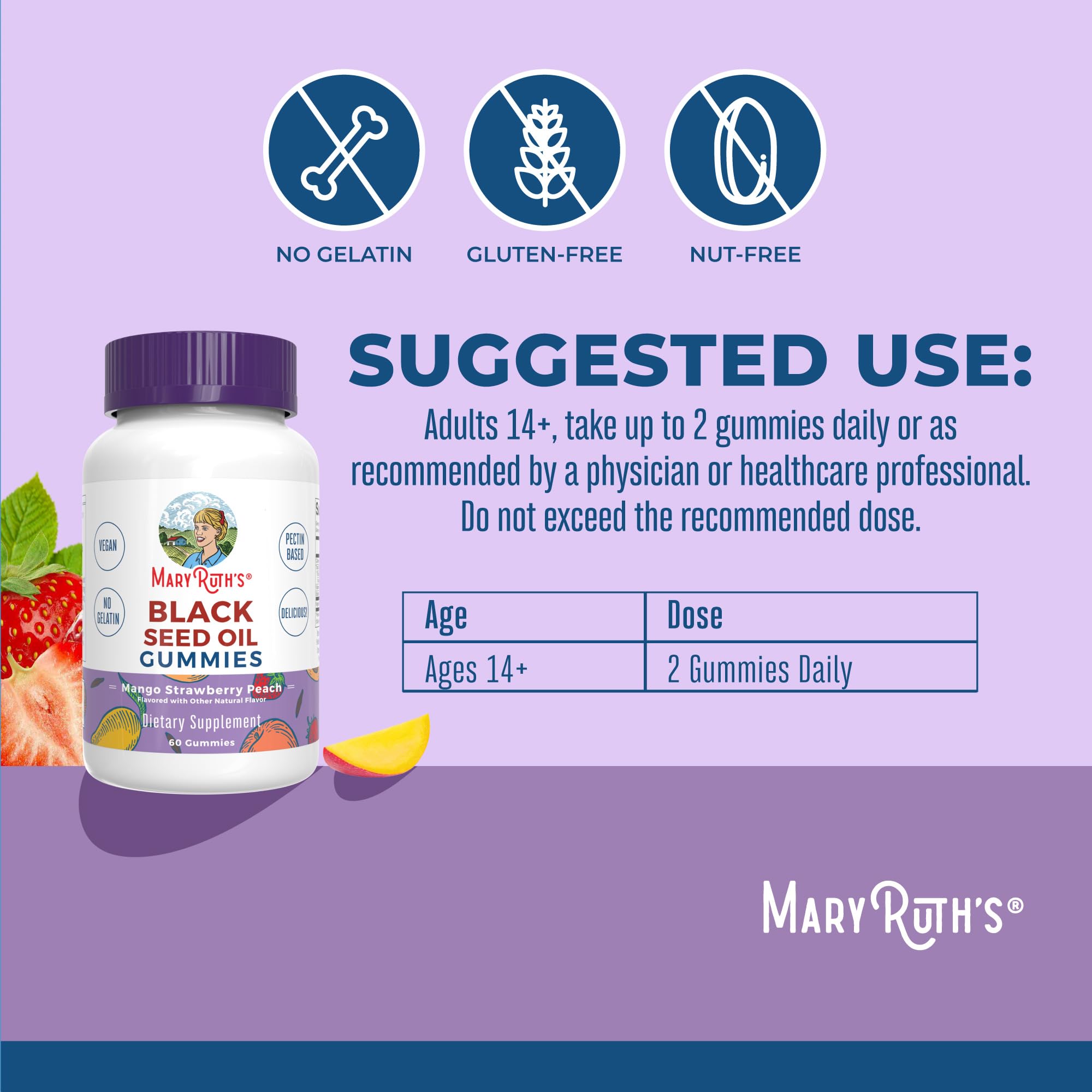 MaryRuth Organics Black Seed Oil Gummies | Black Cumin Seed Oil Supplement | Traditionally Used for Immune Support & Cardiovascular Health | Vegan | No Gelatin | Pectin Based | 60 Gummies MARYRUTH'S buy supplements canada