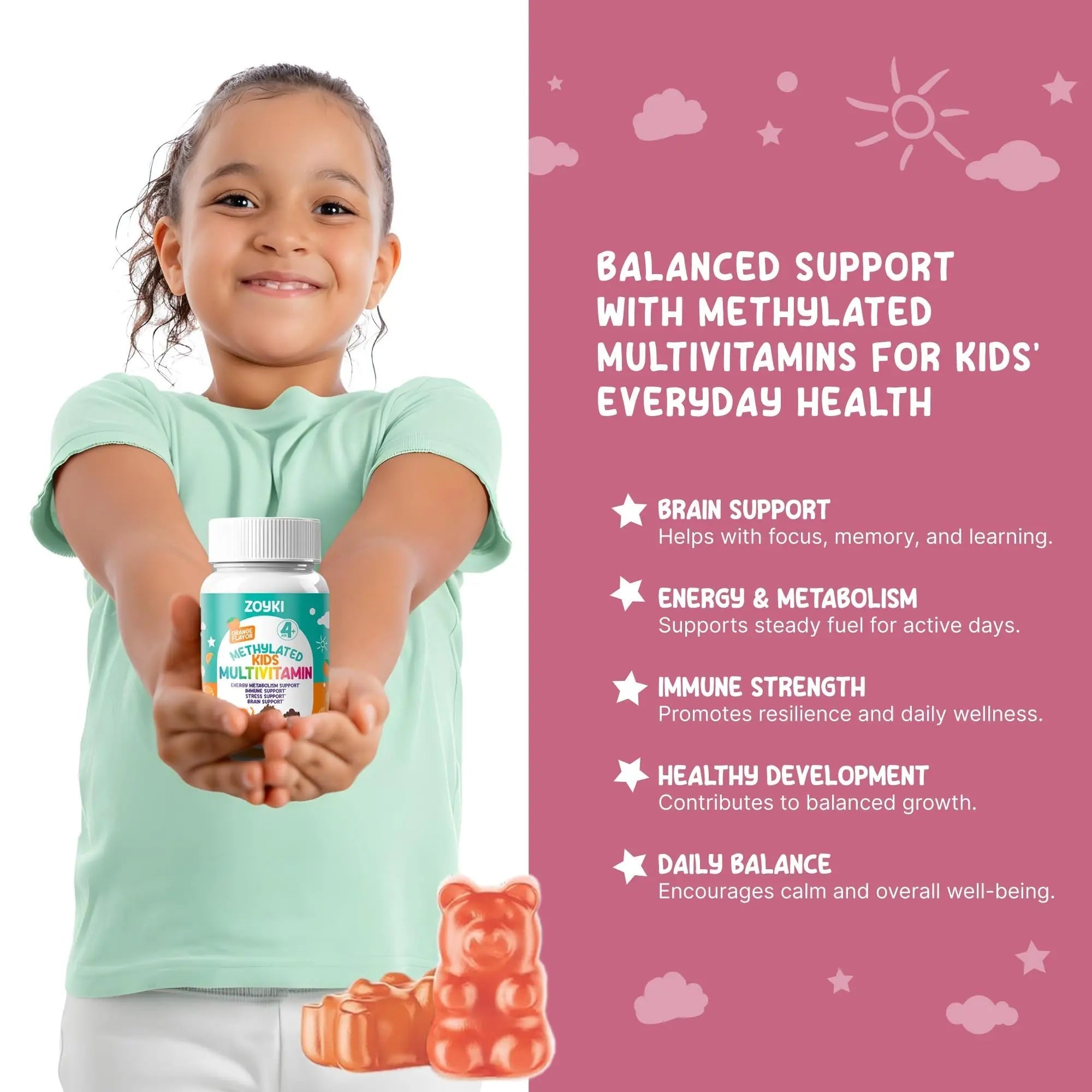 Zoyki Methylated Multivitamin Gummies for Kids - Children’s MTHFR Support Supplement with B Complex 5-MTHF Folate (L-Methylfolate) Zoyki buy supplements canada