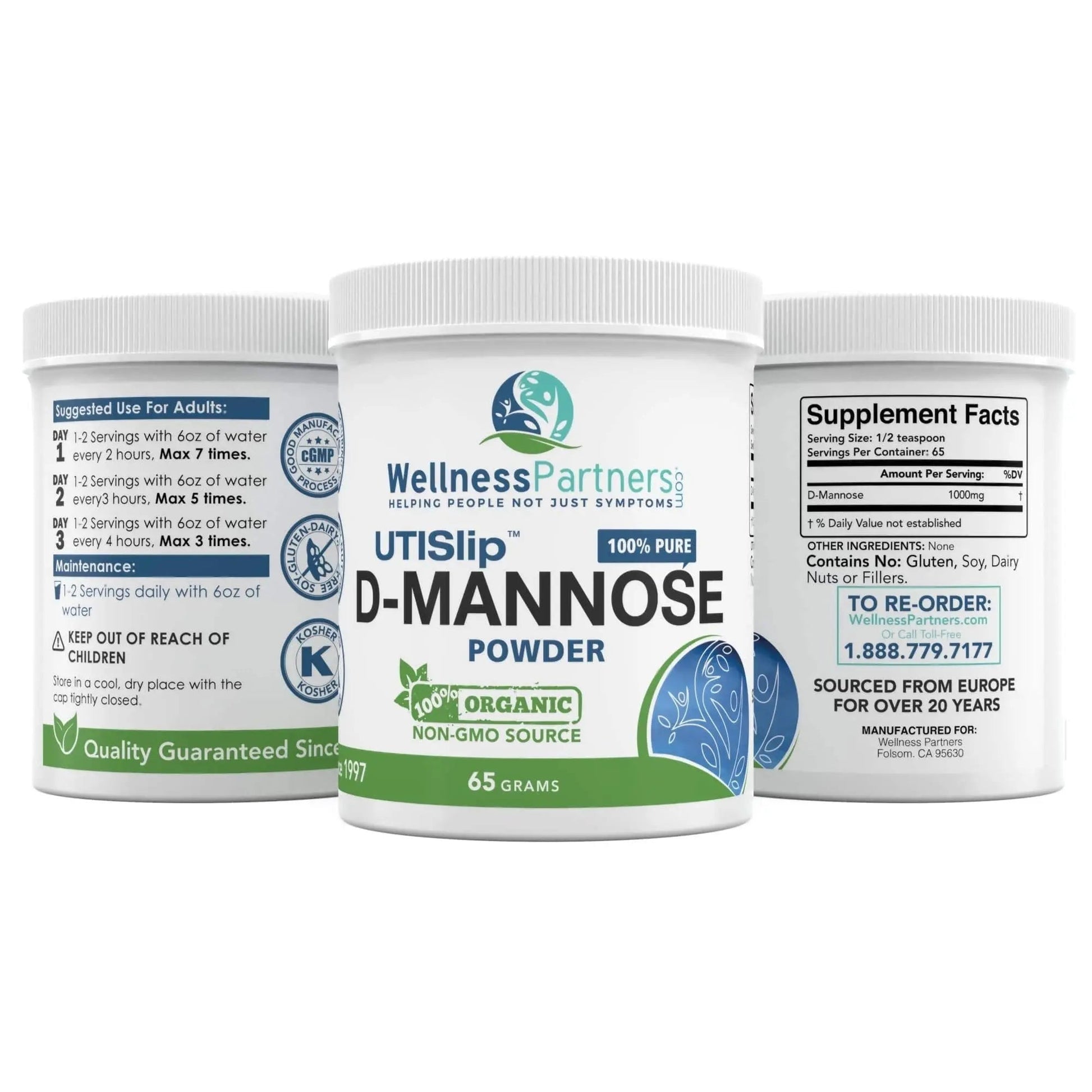 Now New UTI-Slip D Mannose Non GMO Organic Source Powder 65g jar WellnessPartners buy supplements canada