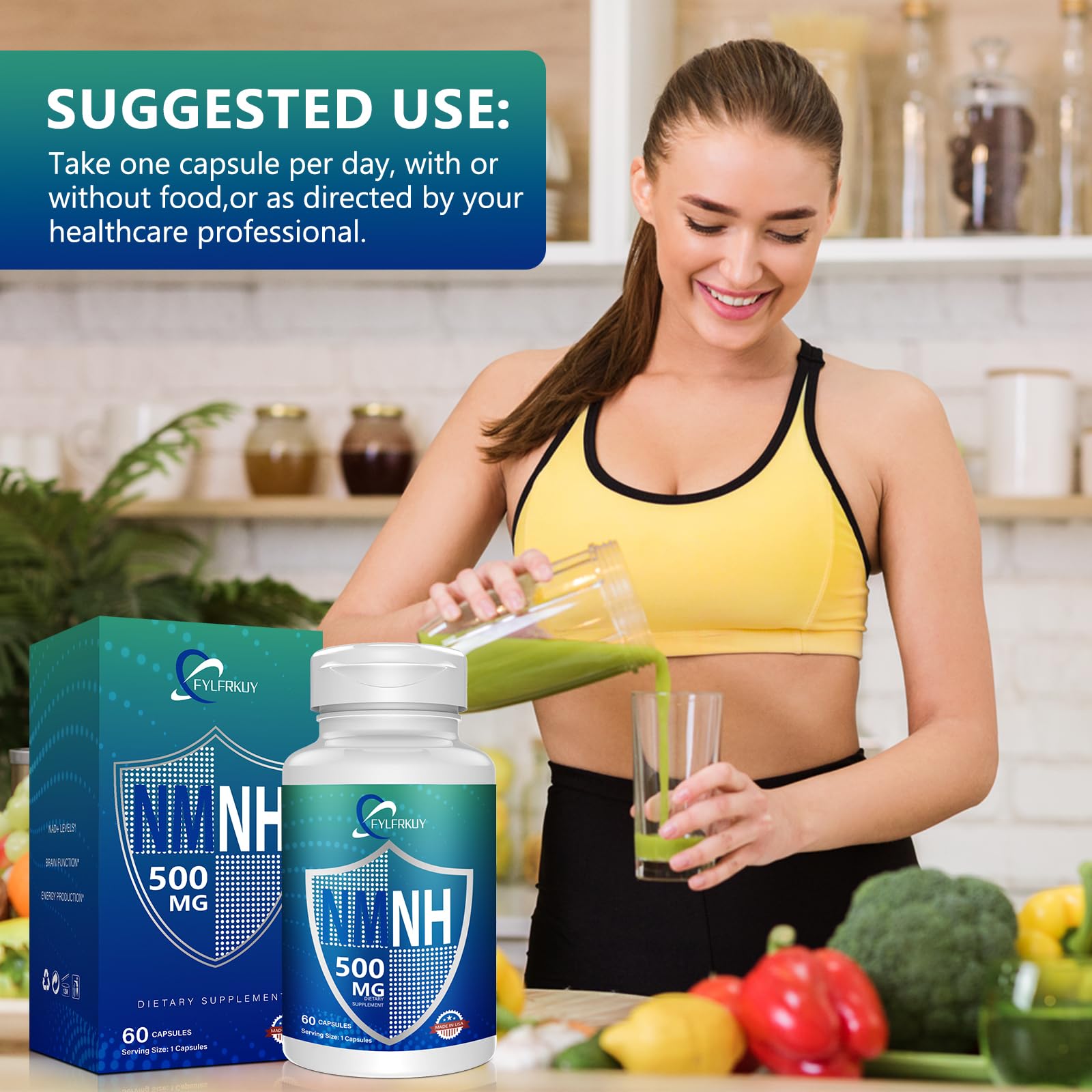 FYLFRKUY New NMNH 500mg Per Serving (Dihydronicotinamide Mononucleotide), NAD 𝐒𝐮𝐩𝐩𝐥𝐞𝐦𝐞𝐧𝐭𝐬 Pure Organic, More Effective Than NMN for Anti-Aging, Energy, Immunity, Focus - 60 Count FYLFRKUY buy supplements canada