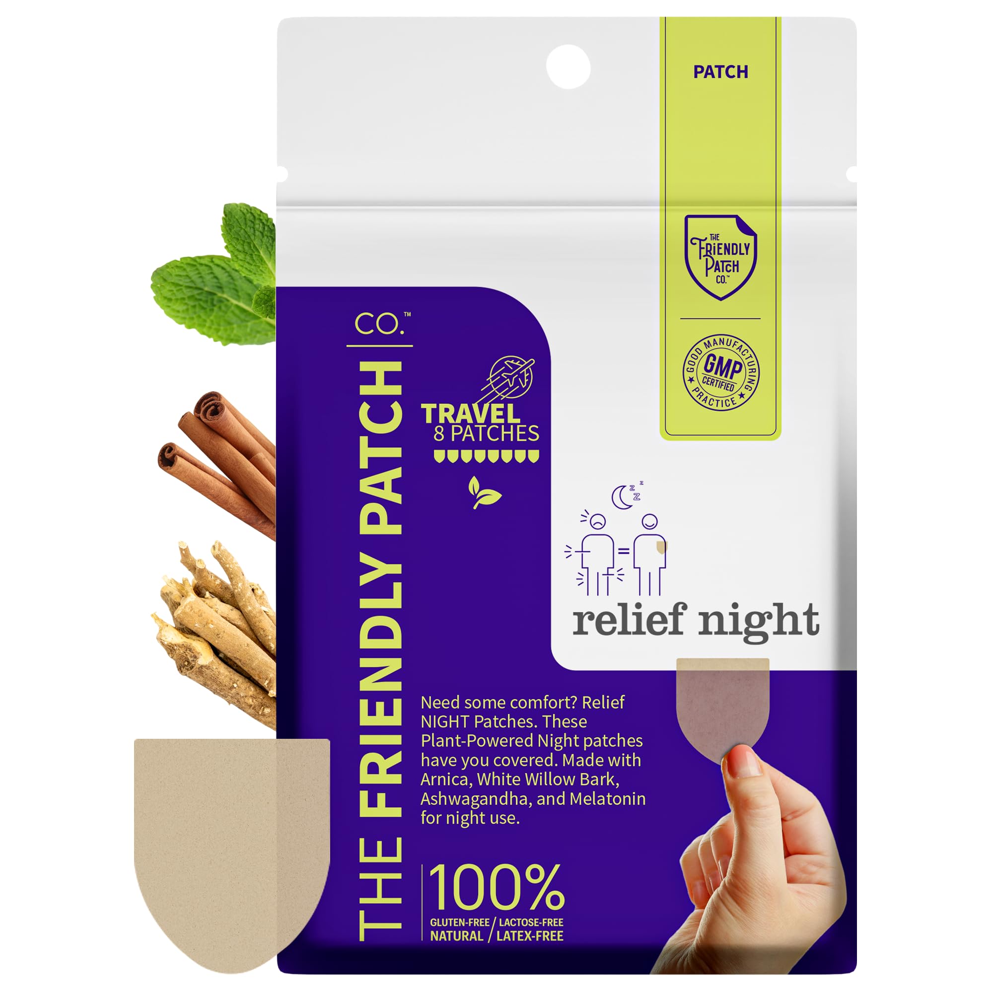 Relief Day & Night Patch Bundle - Arnica, White Willow Bark, Melatonin, Ashwagandha, Saffron & Peppermint for Soreness, Discomfort & Sleep Support for Women and Men - 16 Plant-Powered Patches The Friendly Patch CO. buy supplements canada