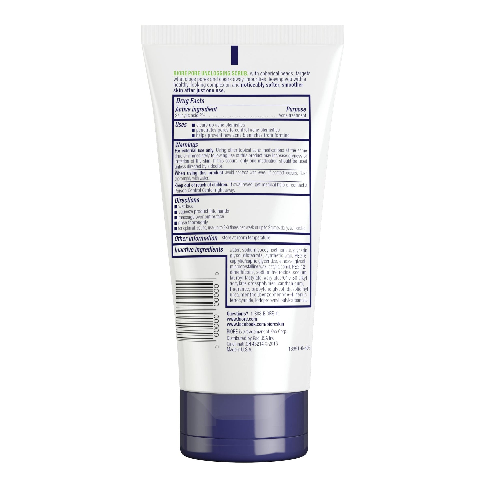 Bioré Pore Unclogging Scrub, Removes Excess Dirt and Oils, Face Scrub, with Salicylic Acid Biore buy supplements canada