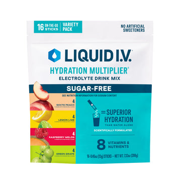Liquid I.V.® Hydration Multiplier Sugar-Free Variety Pack - Raspberry Melon, Lemon Lime, White Peach, Green Grape (Variety Pack) Liquid I.V. buy supplements canada