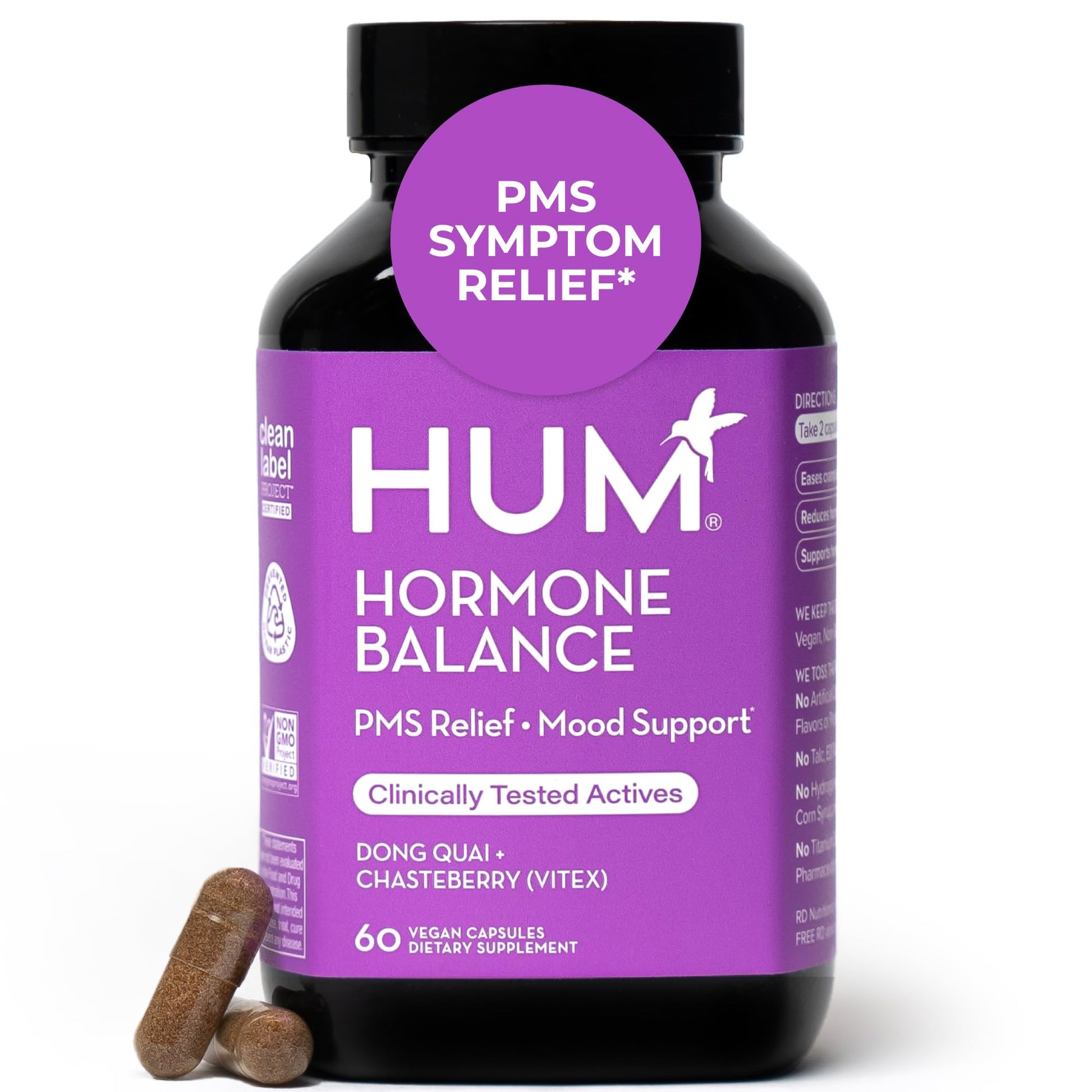 HUM Hormone Balance for Women, Supplement for Women's Health with Chasteberry & Dong Quai, Support for PMS Symptoms, Cramps, Irritability, Hormonal Balance, Monthly Support, 60 Capsules HUM buy supplements canada