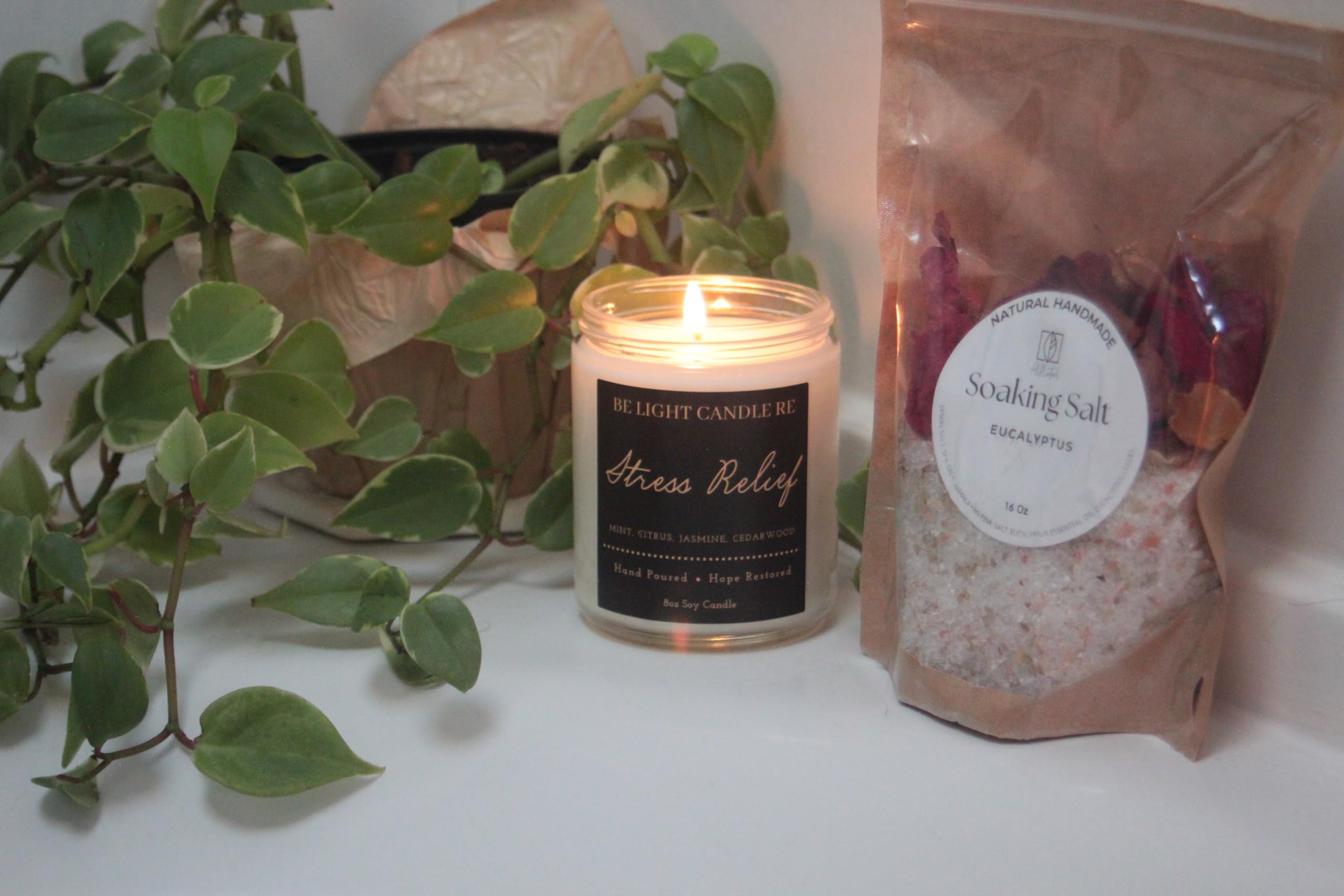Stress Relief Candle | Purpose-Driven Soy Candles | Scented Candle for Home | 8oz Long Lasting Candle Be Light Candle RE buy supplements canada