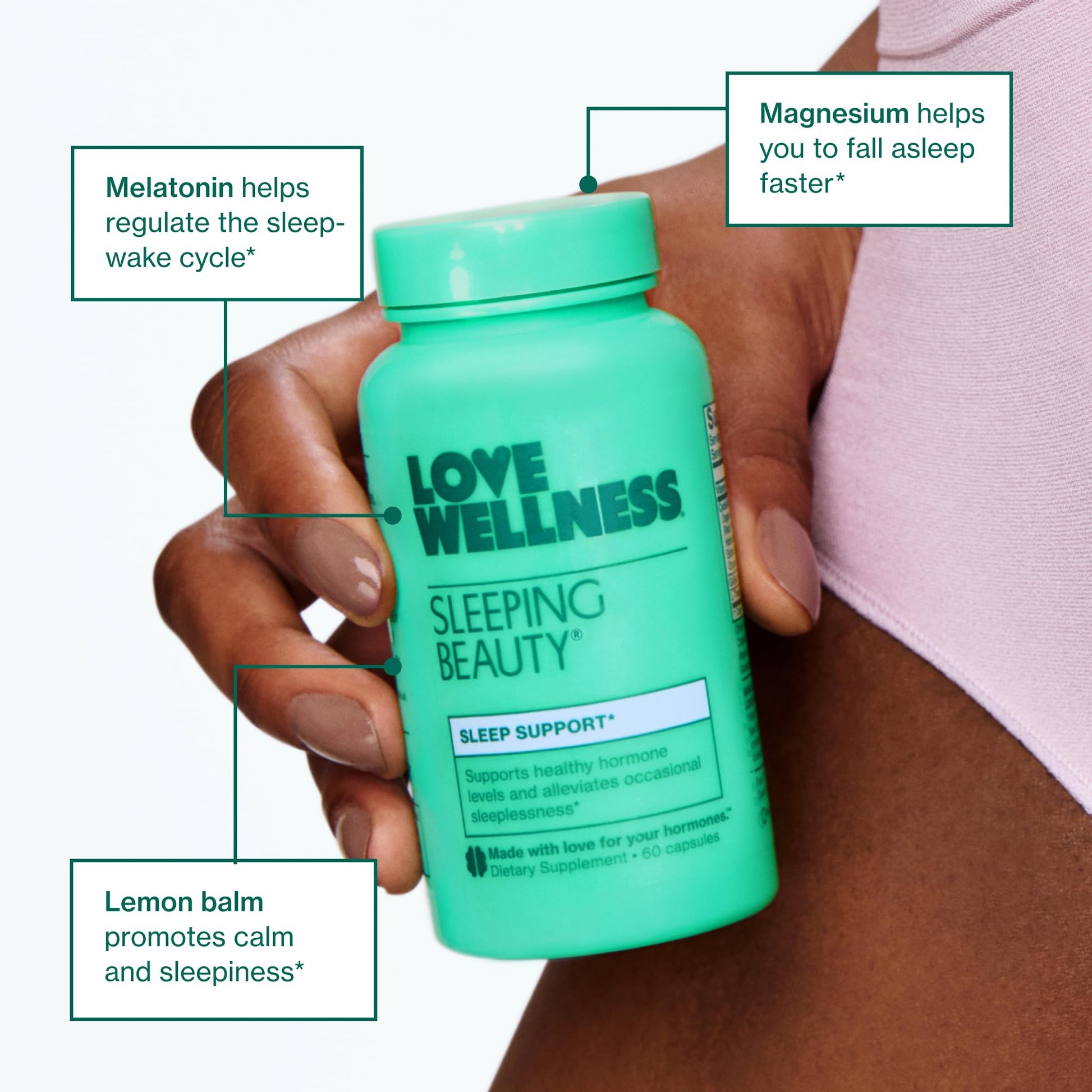 Love Wellness Sleeping Beauty | Sleep Support with Melatonin, Magnesium & L-Theanine | Promotes Restful Sleep, Relaxation & Calmness | Organic Valerian Root Powder & Lemon Balm | 60 Count Love Wellness buy supplements canada