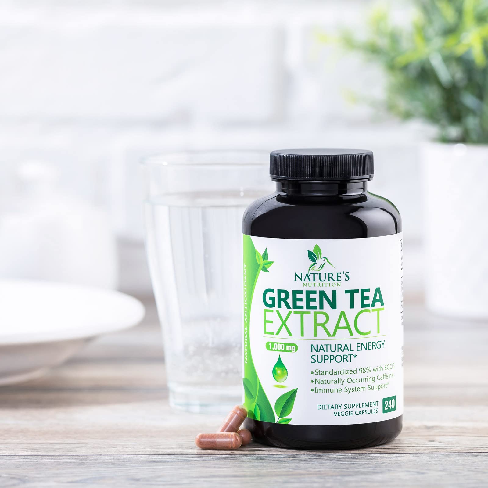 Green Tea Extract Capsules 1000mg 98% Standardized EGCG - 3X Strength for Natural Nature's Nutrition buy supplements canada