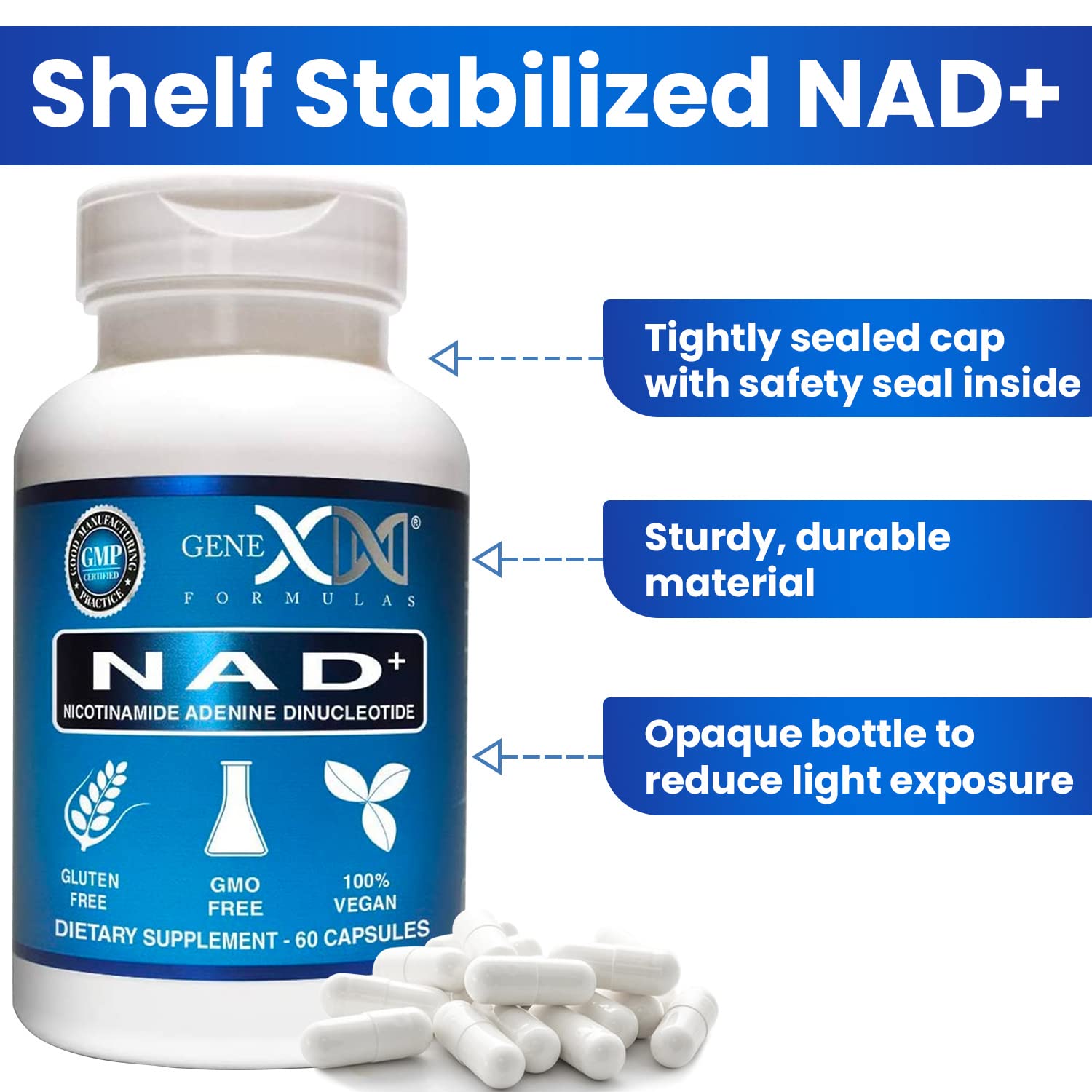 Genex Formulas NAD+ 250mg Serving 60 Capsules Nicotinamide Adenine Dinucleotide (Actual NAD+ Not a Precursor) (1) Genex Formulas buy supplements canada