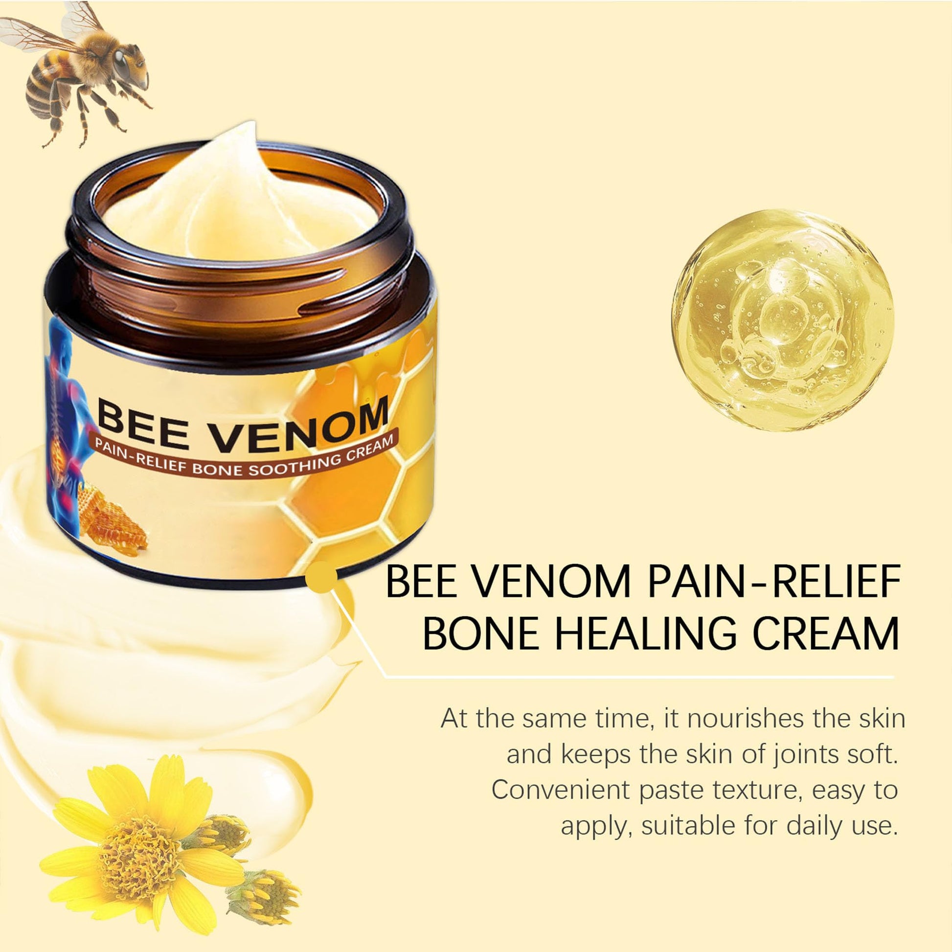 Liwoci Bee Venom Cream-Suitable for Neck, Waist, Back, Hands, Feet and Leg Joint Pain Care Liwoci buy supplements canada