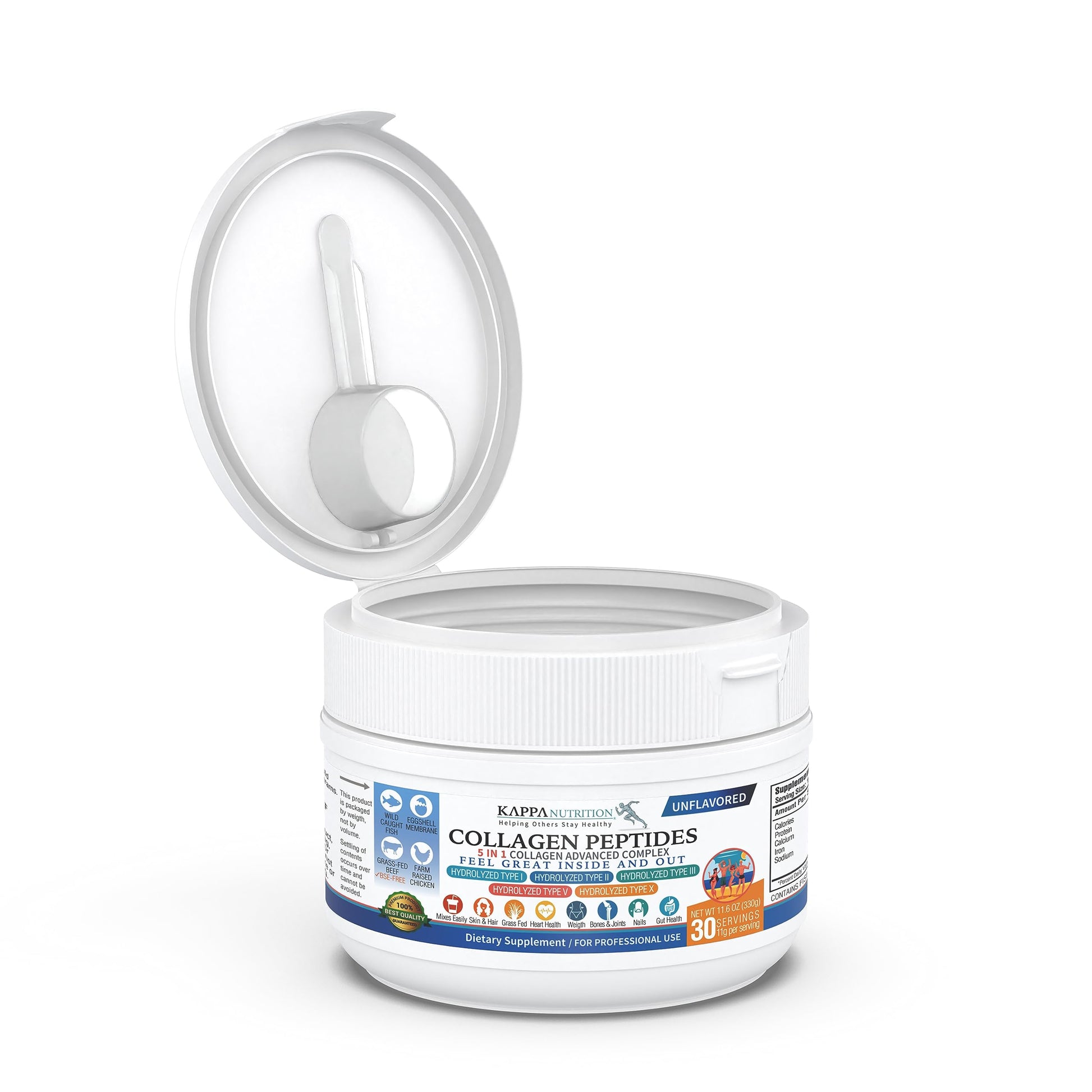 KAPPA NUTRITION Collagen Peptides Powder, 5 in 1 Multi-Collagen Advanced Complex with Hydrolyzed Collagen Peptides, Supports Skin, Hair, Nails, Joints & Bones / 30 Servings KAPPA NUTRITION buy supplements canada