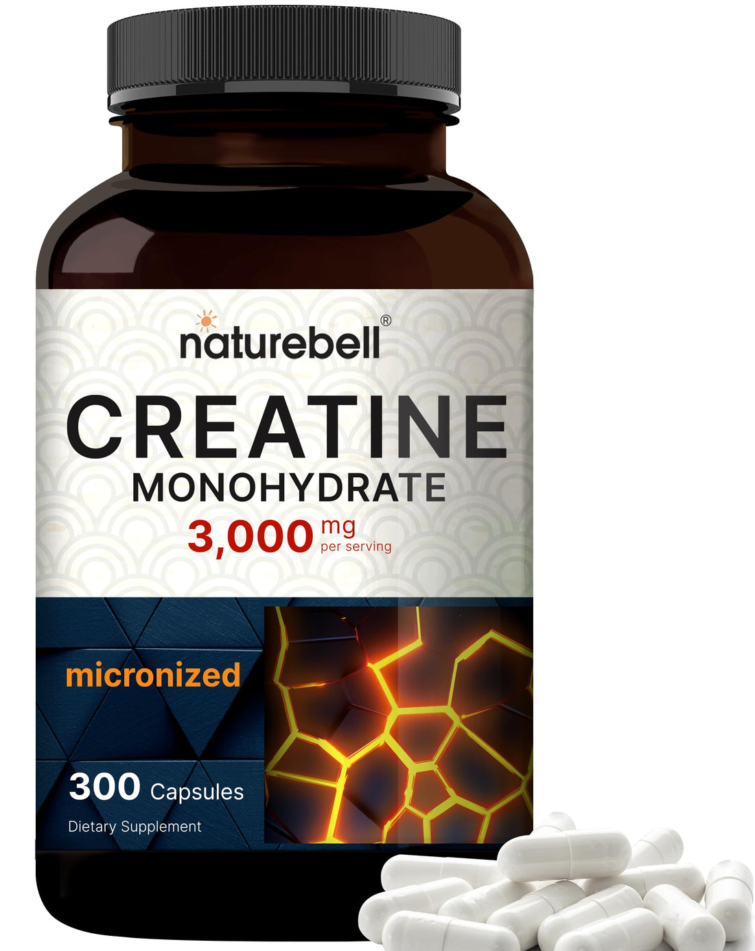 Creatine Monohydrate Capsules 3,000mg Per Serving, 300 Count | Micronized, Unflavored Creatine Pills | Pre-Workout & Muscle Strength Support | Easy to Swallow, Filler-Free | 50 Servings NatureBell buy supplements canada