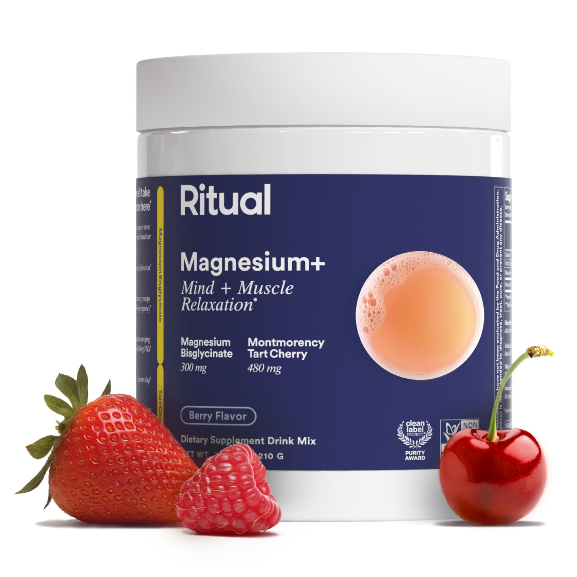 Ritual Magnesium+ Drink Mix Supplement | 2-in-1 Science-Backed Tart Cherry & Gentle on Stomach Magnesium Bisglycinate | Formulated for Mind & Muscle Relaxation | Supports Sleep & Calm | 30 Servings Ritual buy supplements canada