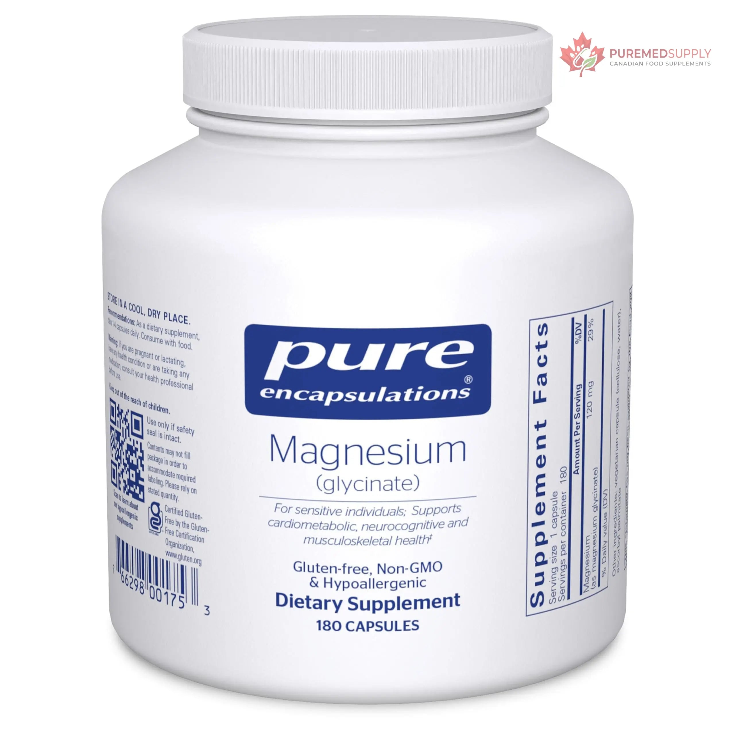 Pure Encapsulations Magnesium (Glycinate) - Supplement to Support Stress Relief, Sleep, Heart Health, Nerves, Muscles, and Metabolism* - with Magnesium Glycinate - 180 Capsules Pure Encapsulations buy supplements canada